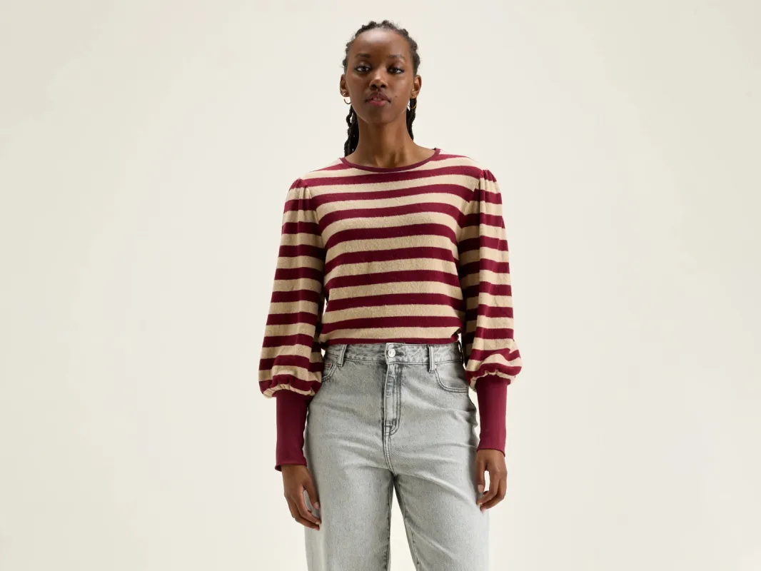 Vidoum puffed-sleeve t-shirt (242 / W / STRIPE D) sold by Bellrose