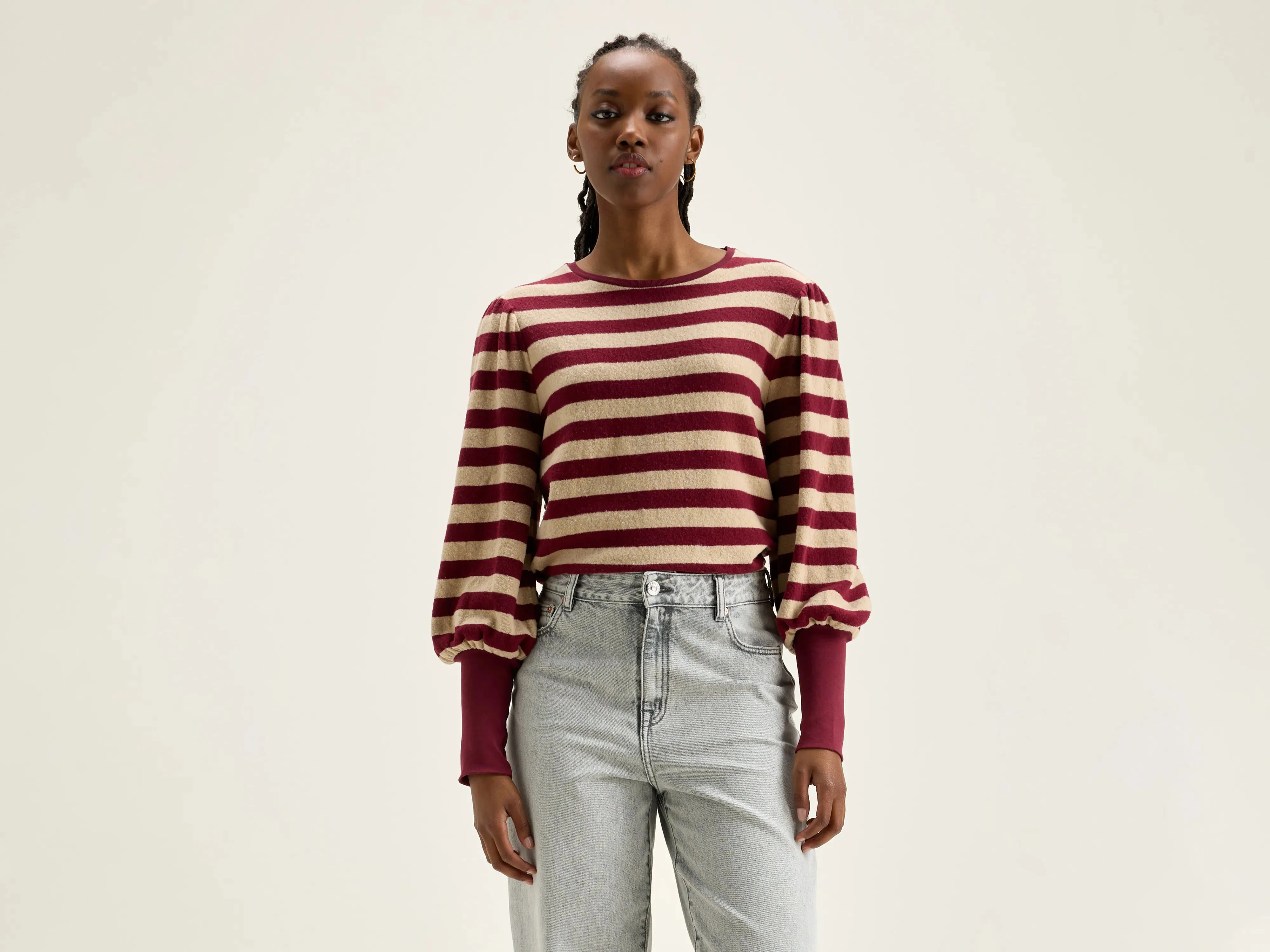 Vidoum puffed-sleeve t-shirt (242 / W / STRIPE D) sold by Bellrose