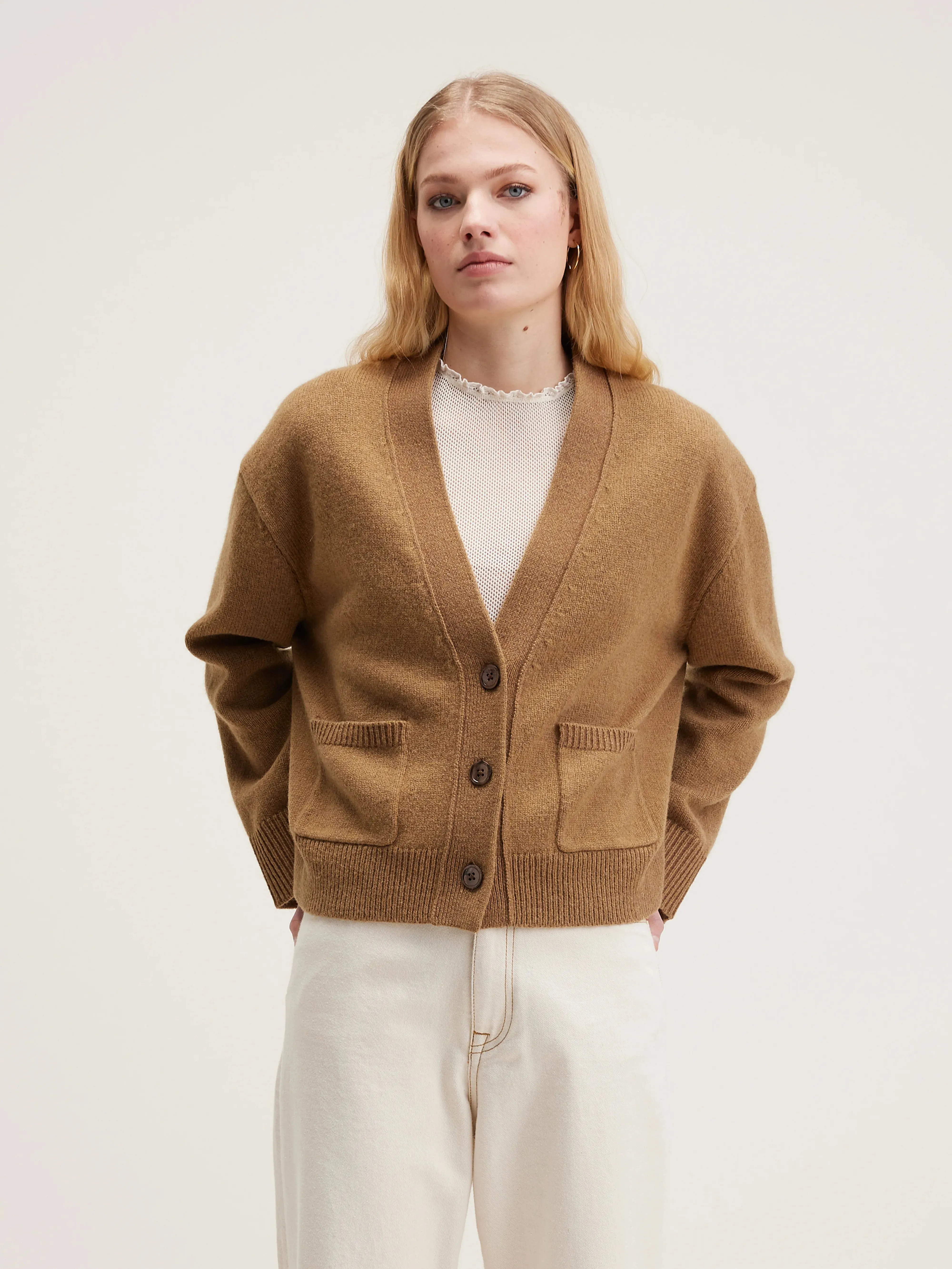 Gaddin boxy cardigan (242 / W / TAN) sold by Bellrose product image thumbnail 2