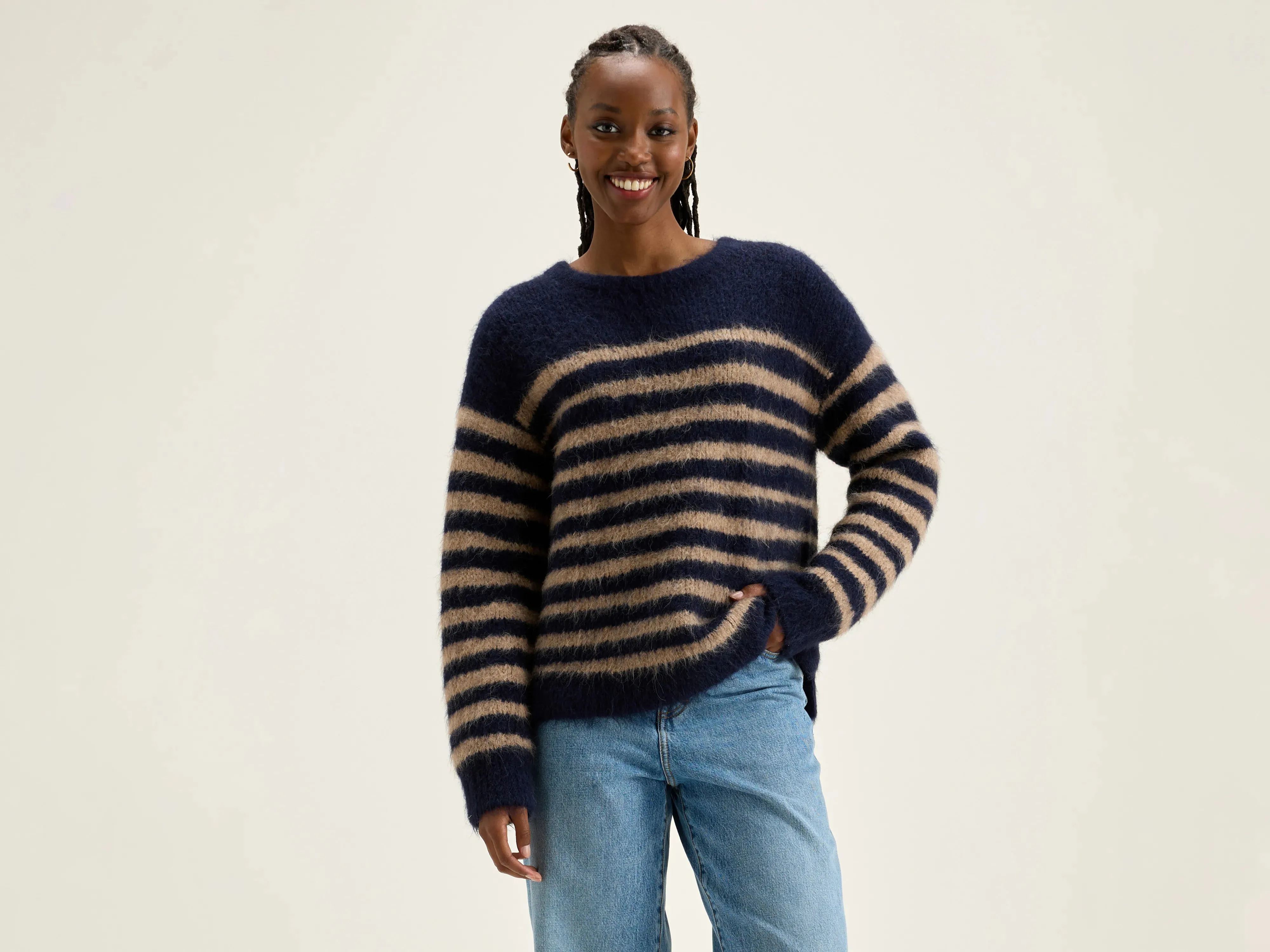 Decat crew-neck sweater (242 / W / STRIPE C) sold by Bellrose