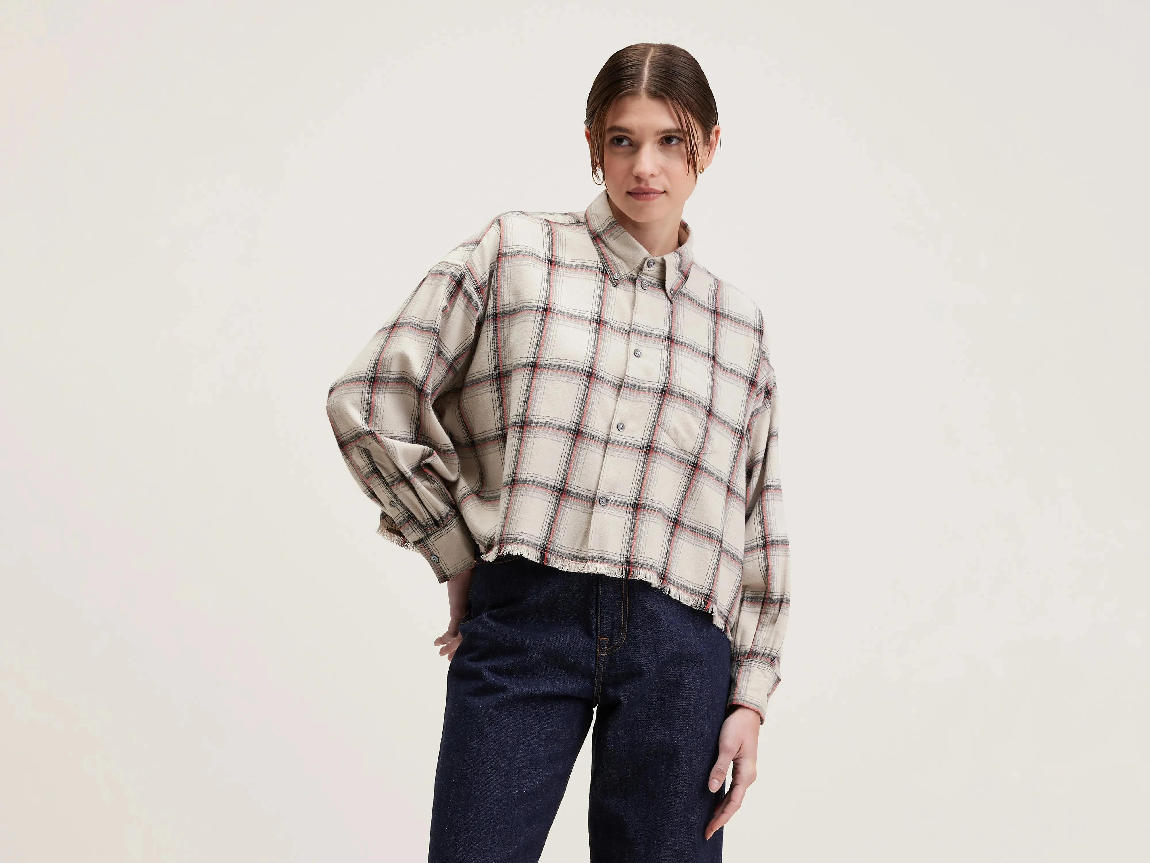 Kraft cropped shirt (242 / W / CHECK A) sold by Bellrose