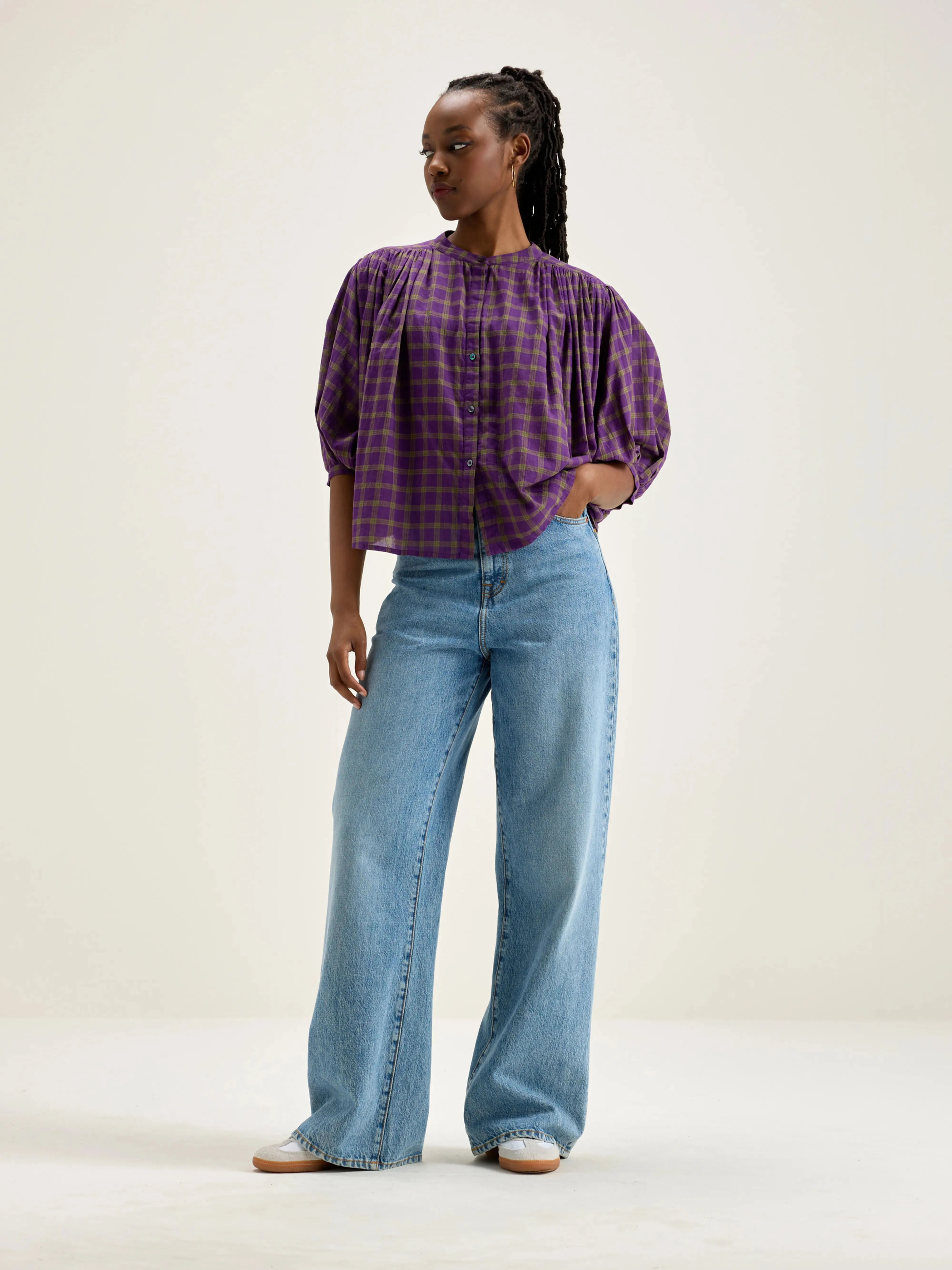 Ink cropped blouse (242 / W / CHECK A) sold by Bellrose product image thumbnail 3