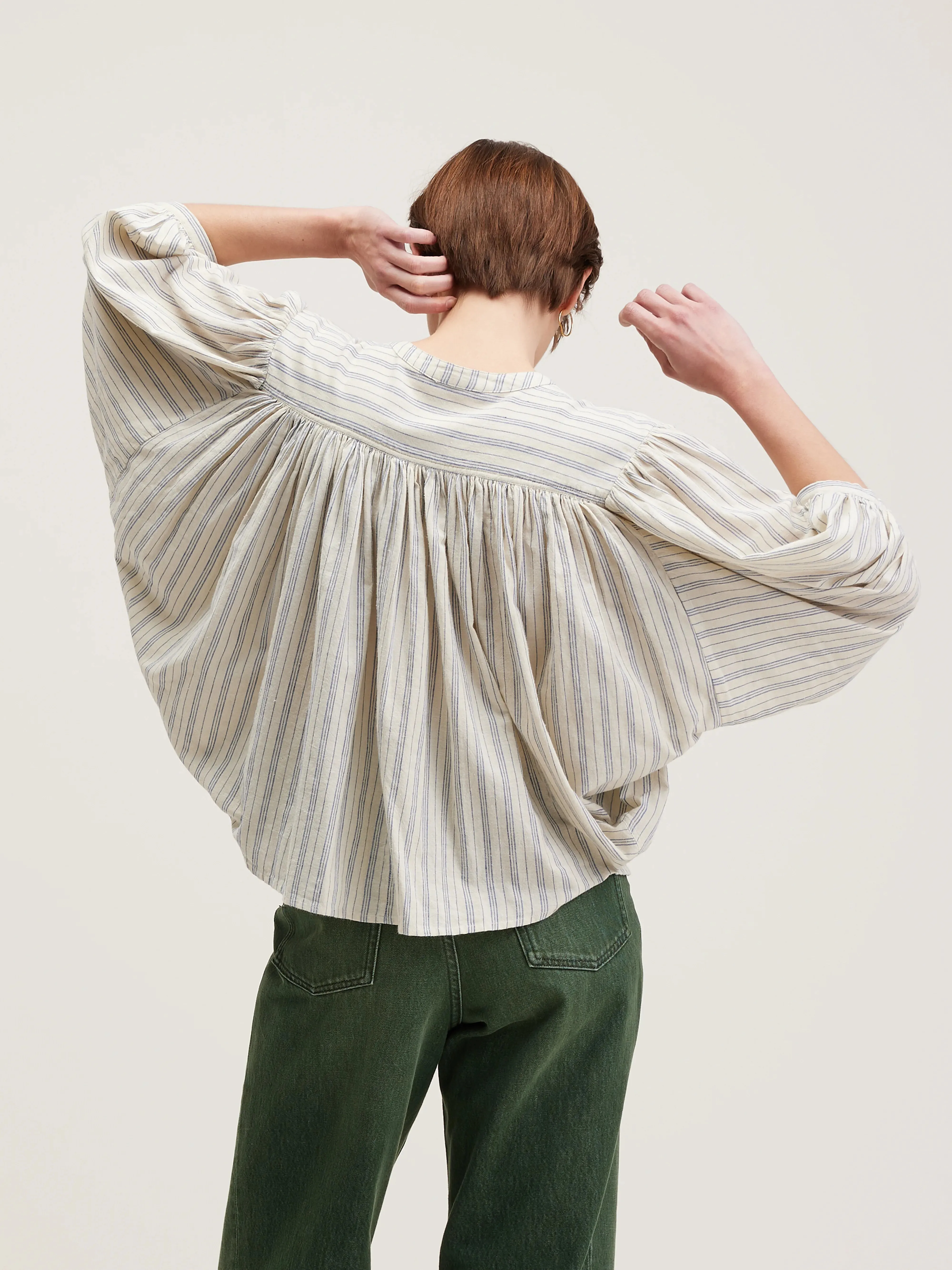 Ink cropped blouse (242 / W / STRIPE A) sold by Bellrose product image thumbnail 3