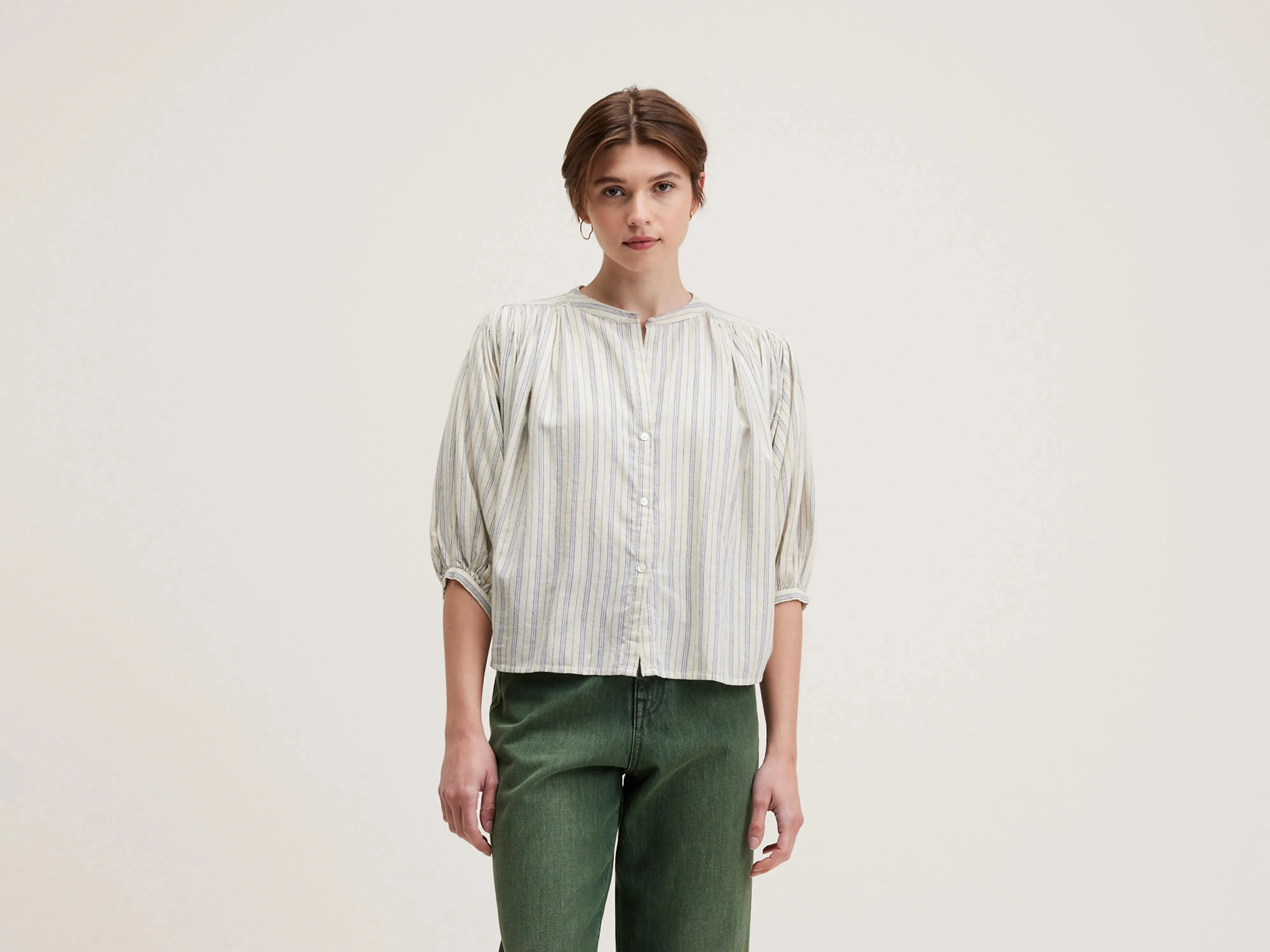 Ink cropped blouse (242 / W / STRIPE A) sold by Bellrose