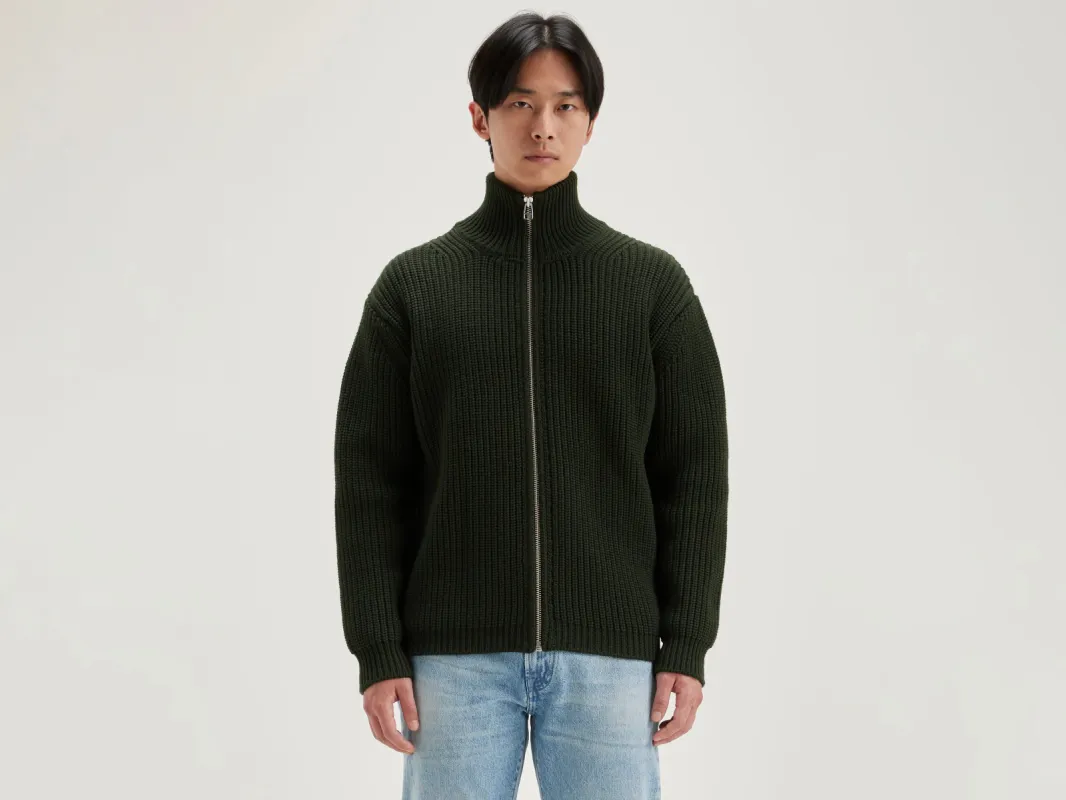Allip zip-up cardigan (242 / M / DARK OLIVE) sold by Bellrose