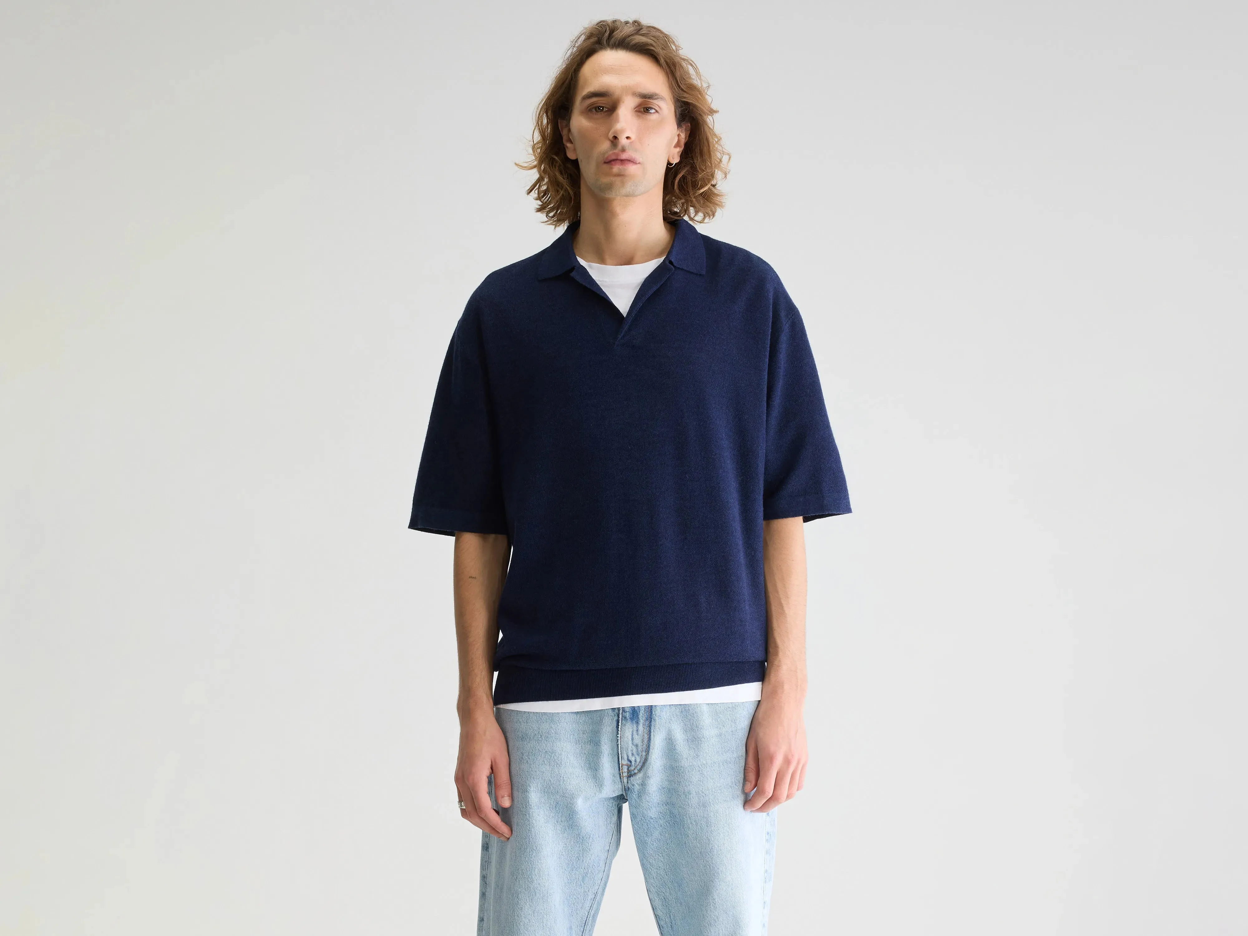 Alosh relaxed polo sweater (251 / M / REGAL BLUE) sold by Bellrose