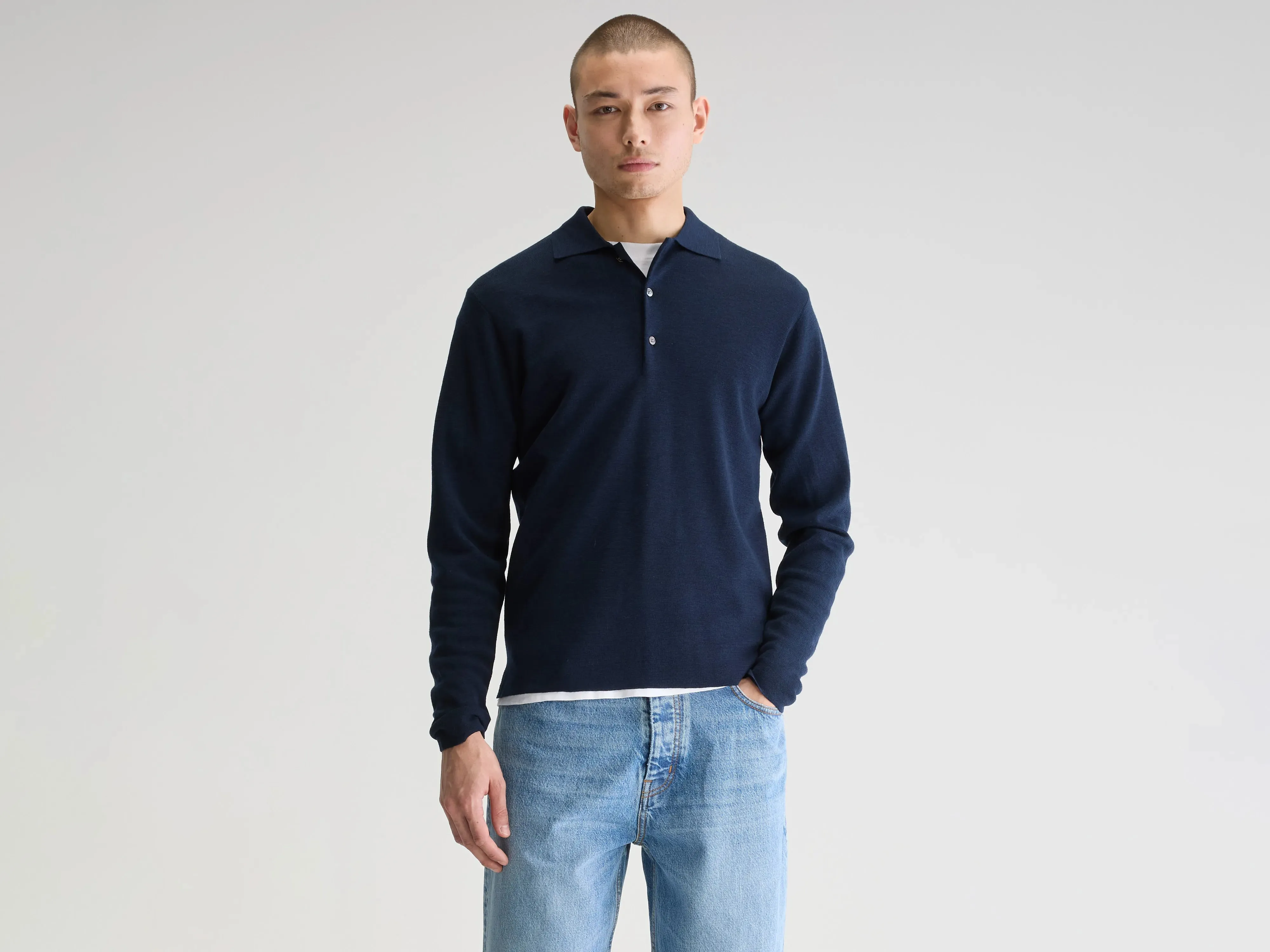 Dynay slim polo sweater (251 / M / NAVY) sold by Bellrose