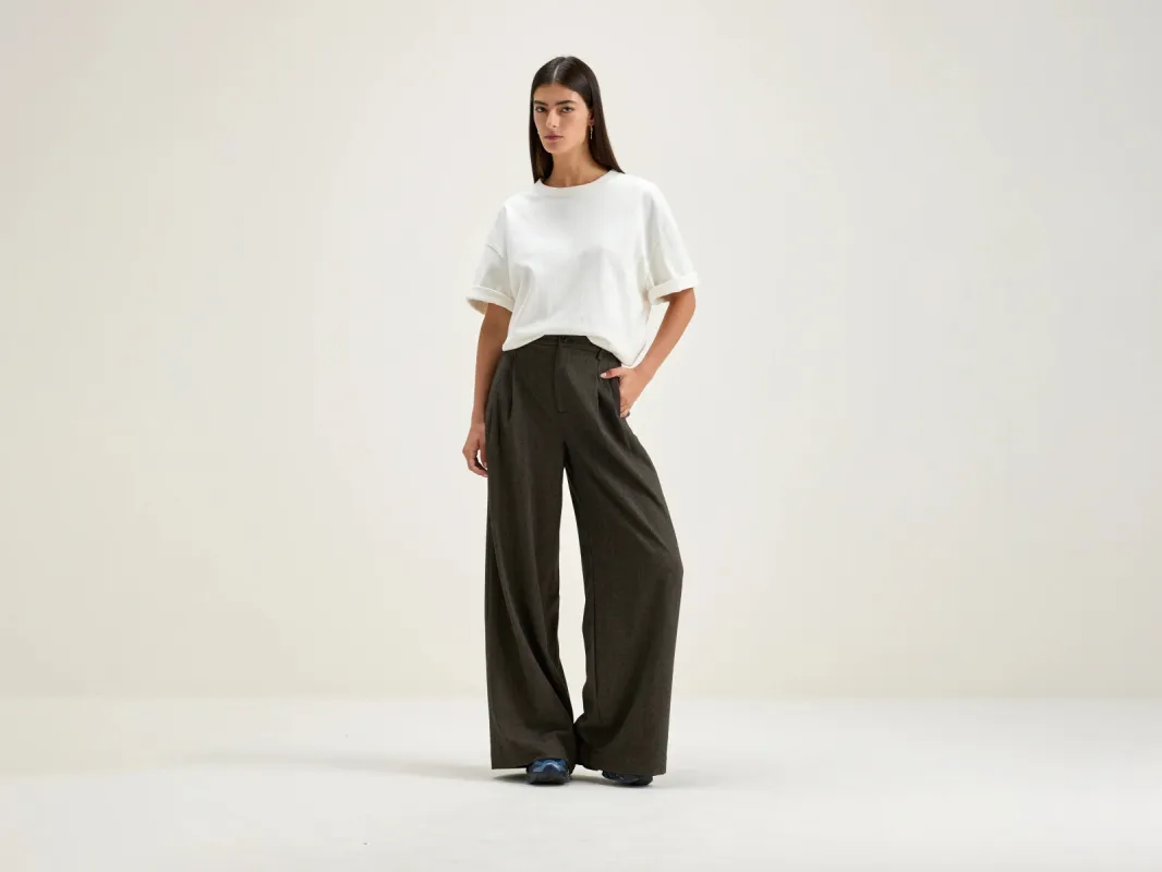 Volkert wide tailored trousers (242 / W / EBONY) sold by Bellrose