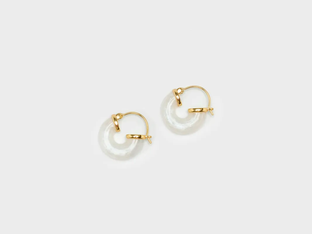 Petit White Swell Hoop Earrings  (251 / W / GOLD) sold by Bellrose