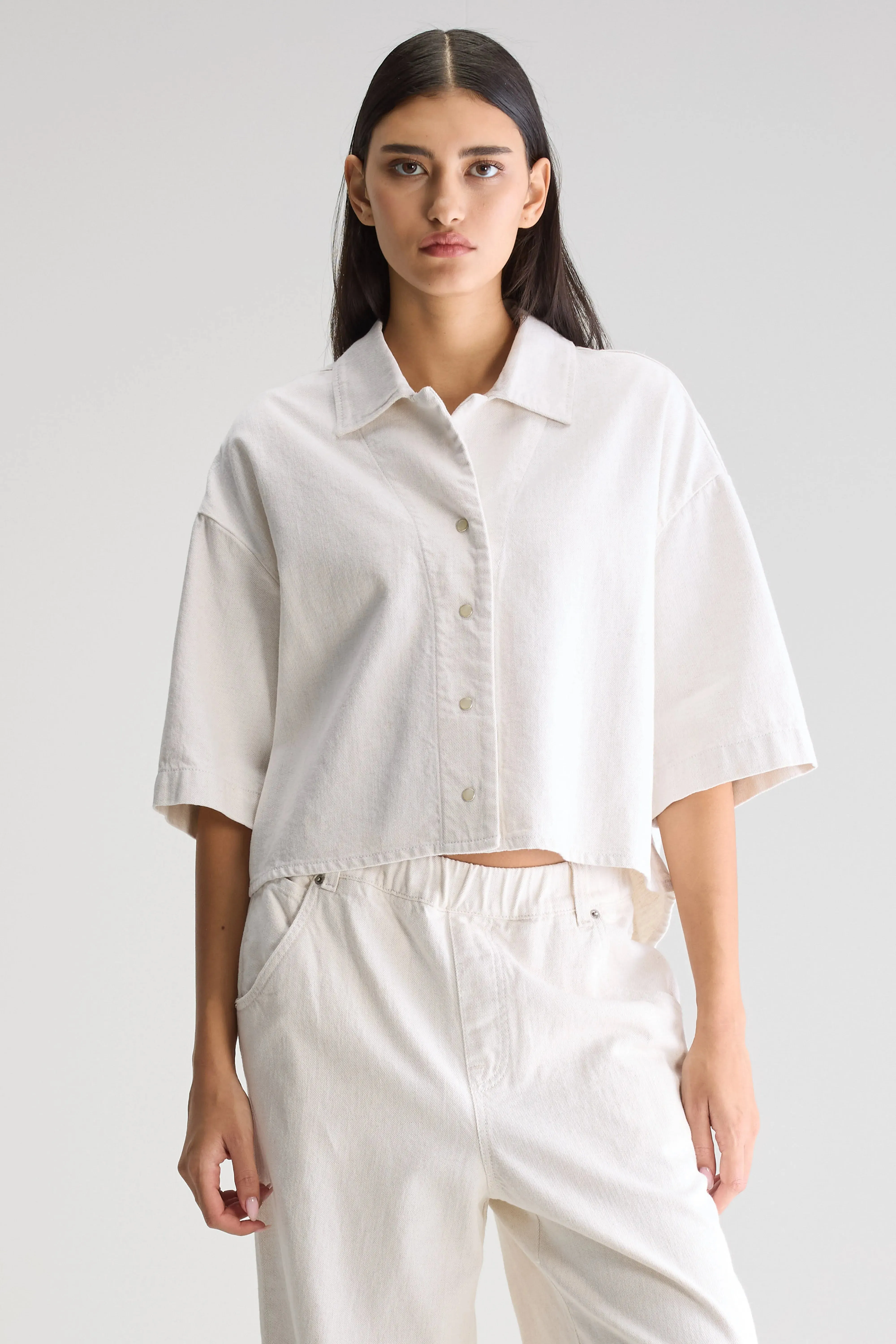 Pool Denim Cropped Shirt (251 / W / VINTAGE WHITE) sold by Bellrose product image thumbnail 2
