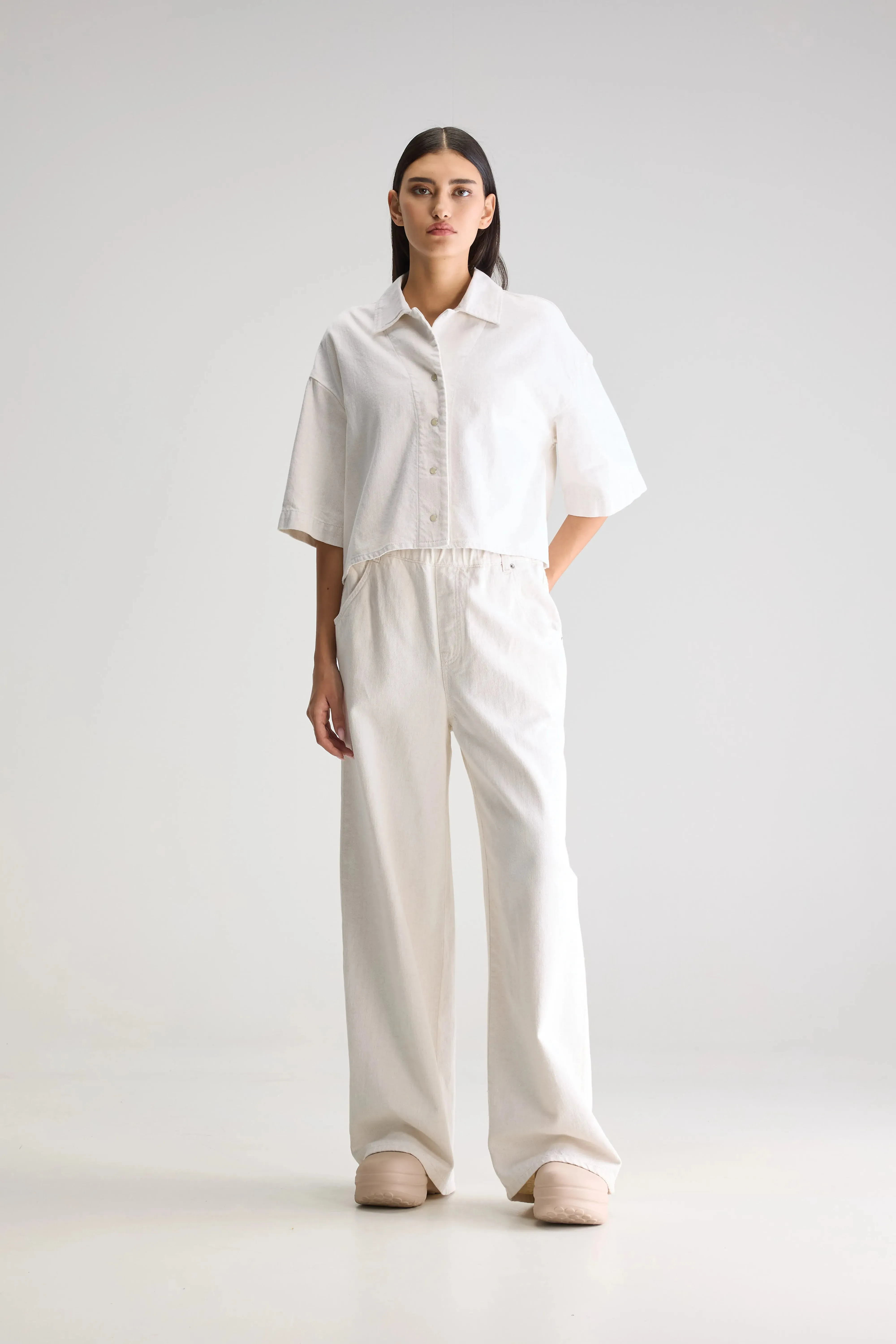 Pool Denim Cropped Shirt (251 / W / VINTAGE WHITE) sold by Bellrose product image thumbnail 3