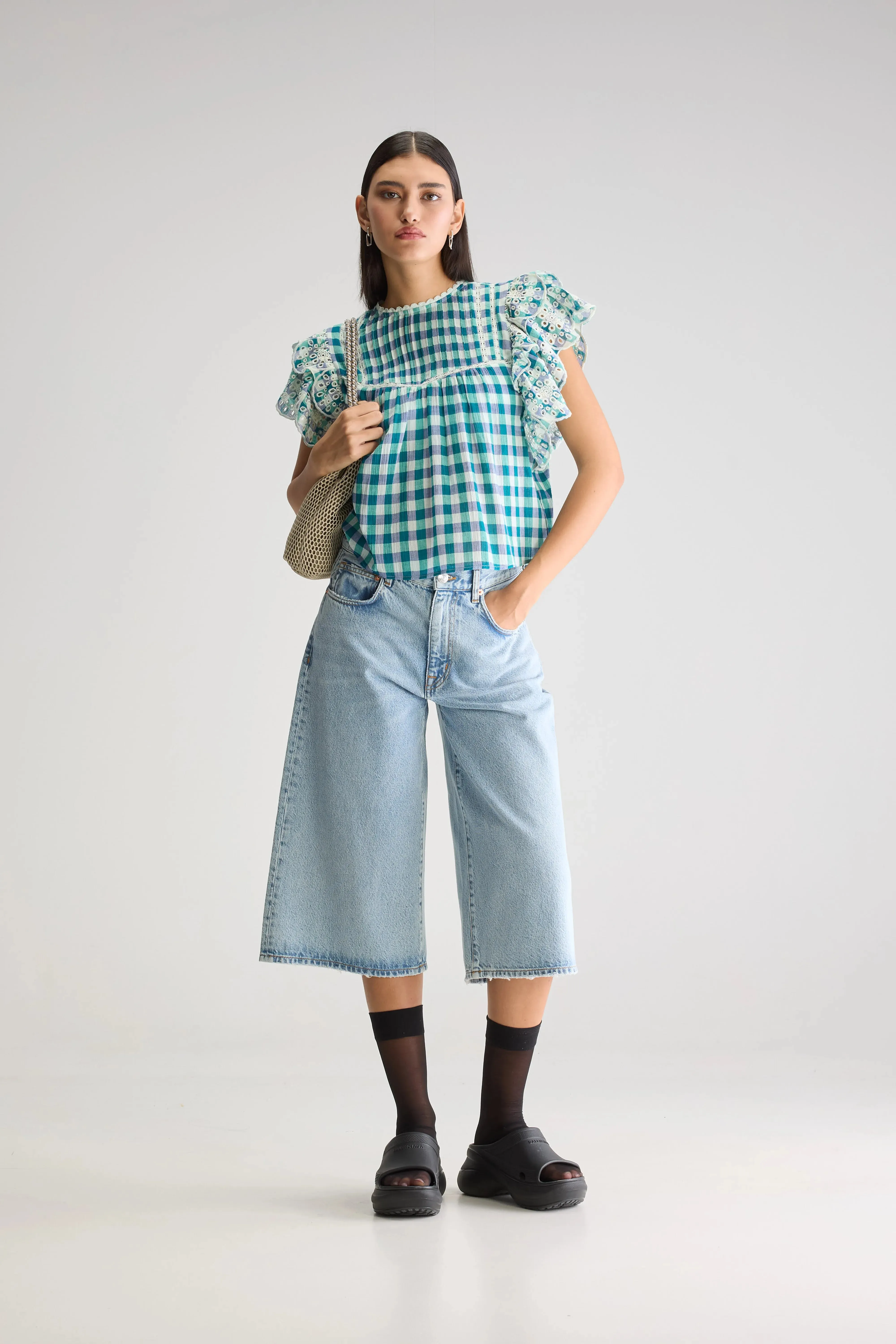 Hudalla embroidered blouse (251 / W / CHECK A) sold by Bellrose product image thumbnail 3