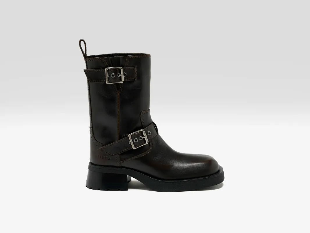 Renate Brown Buckled Ankle Boots (251 / W / BROWN) sold by Bellrose