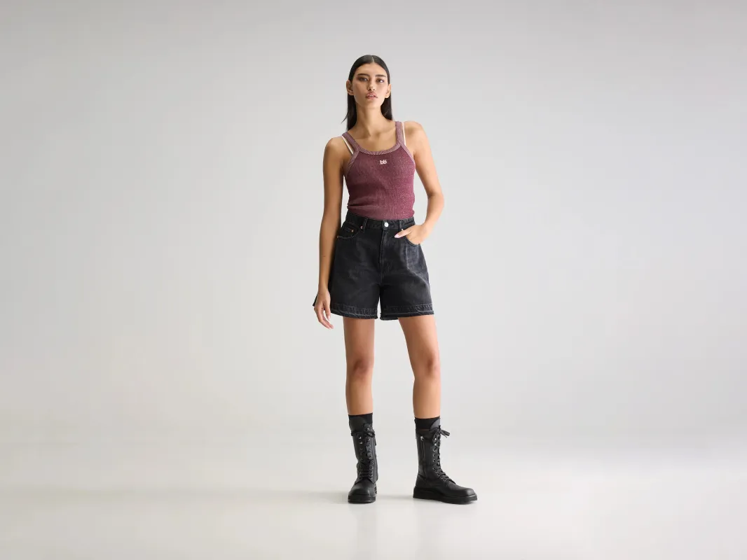 Pactol wide denim shorts (251 / W / USED BLACK) sold by Bellrose