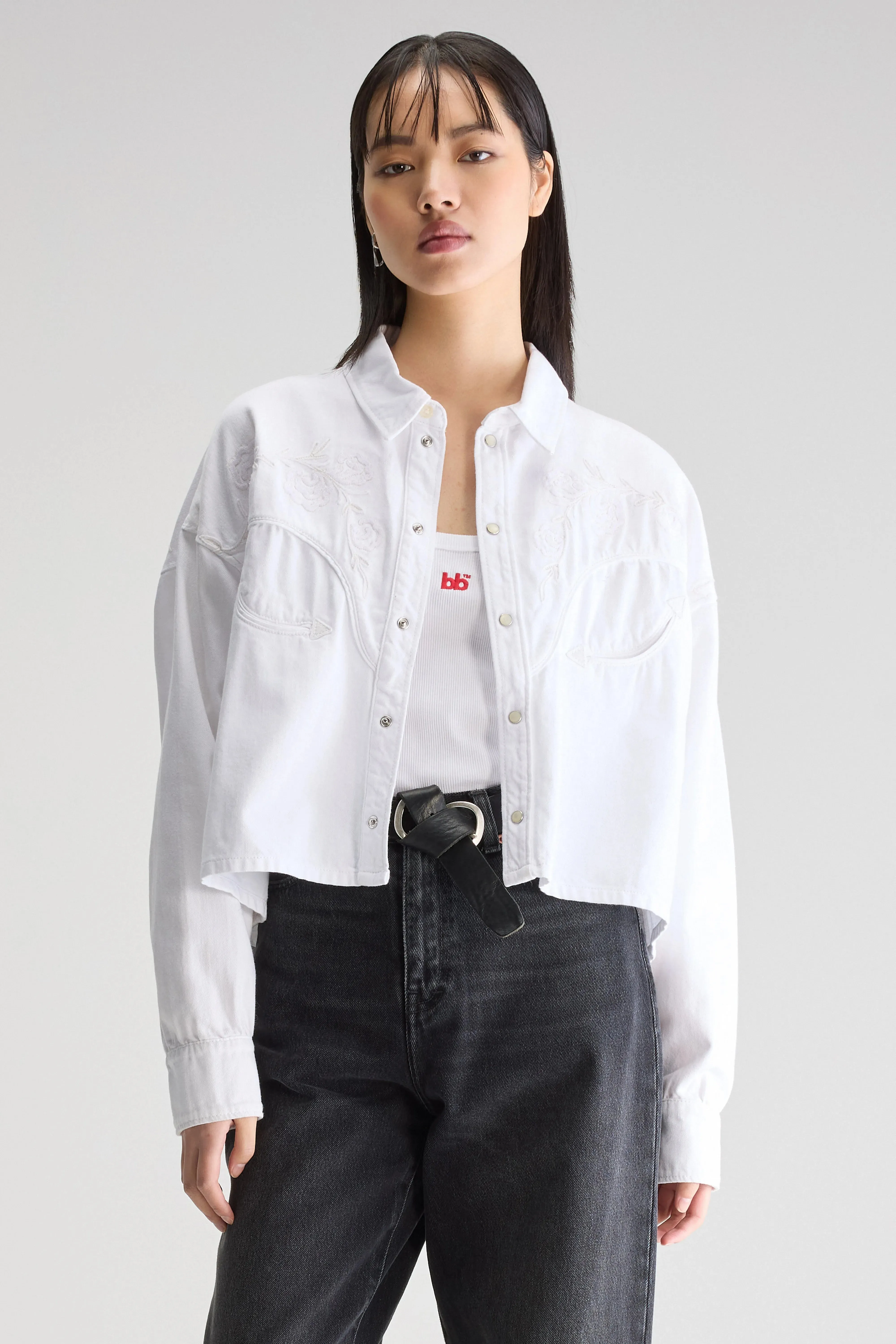Polaris cropped denim shirt (251 / W / WHITE) sold by Bellrose product image thumbnail 3