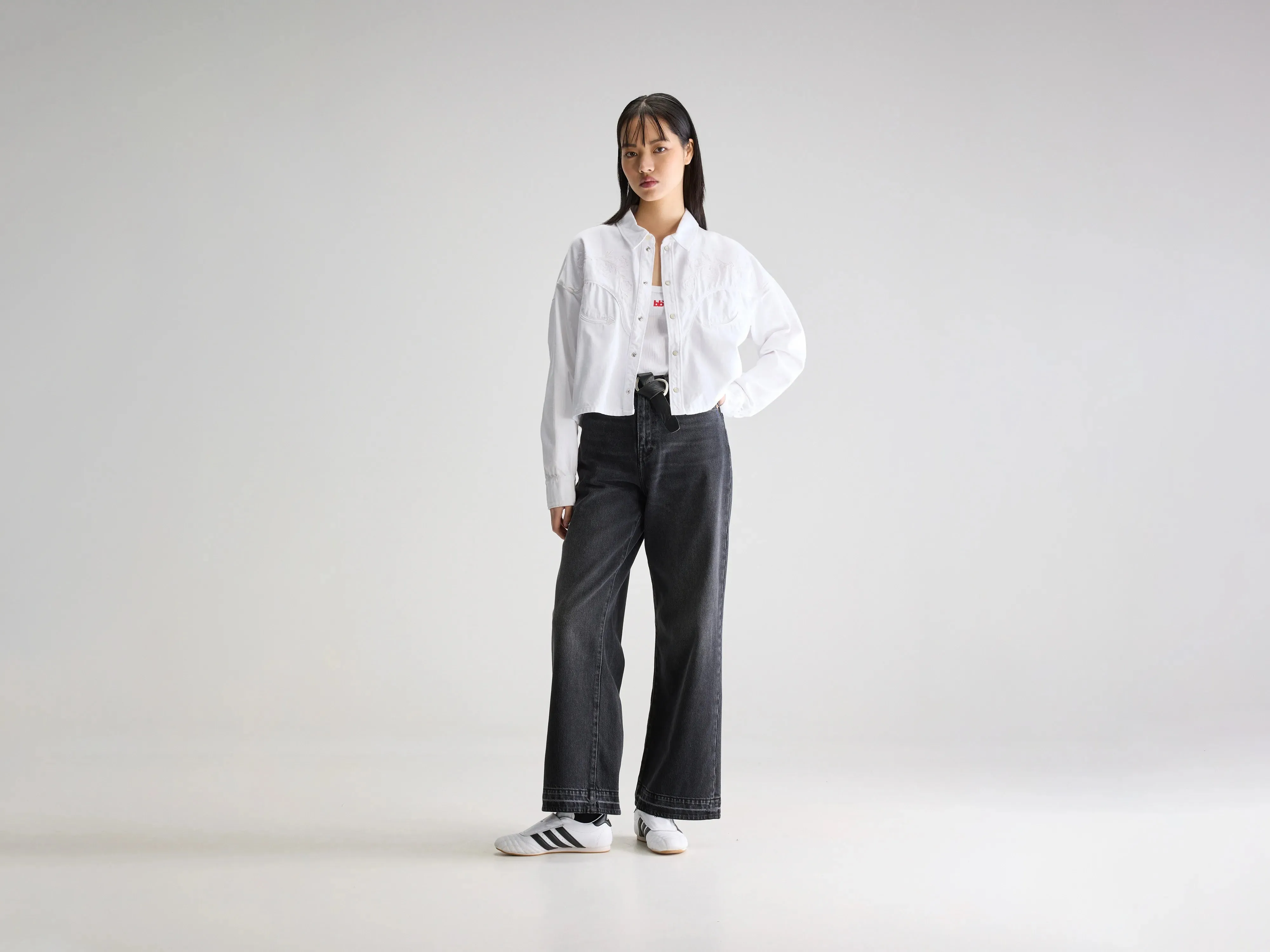 Polaris cropped denim shirt (251 / W / WHITE) sold by Bellrose