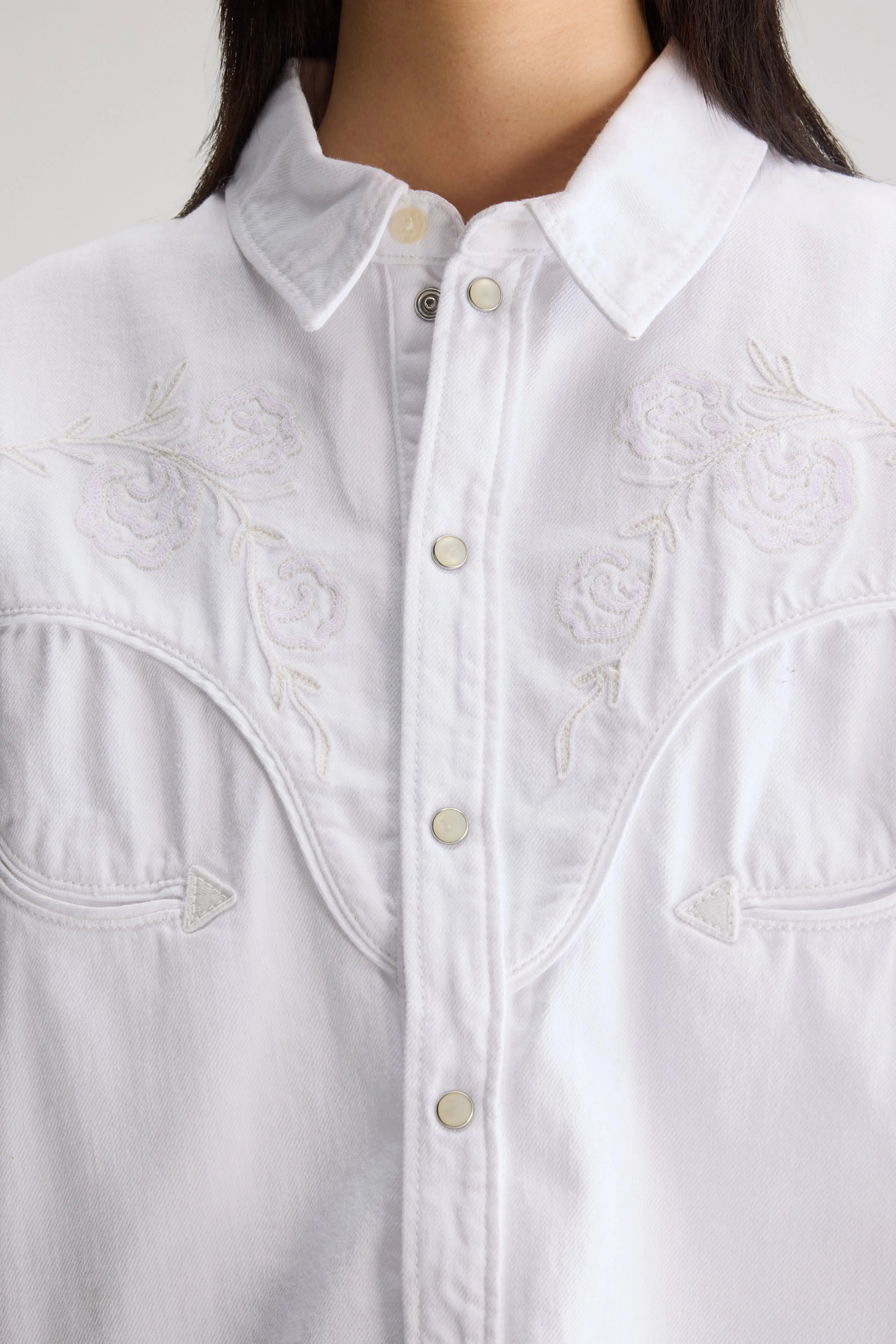 Polaris cropped denim shirt (251 / W / WHITE) sold by Bellrose product image thumbnail 5