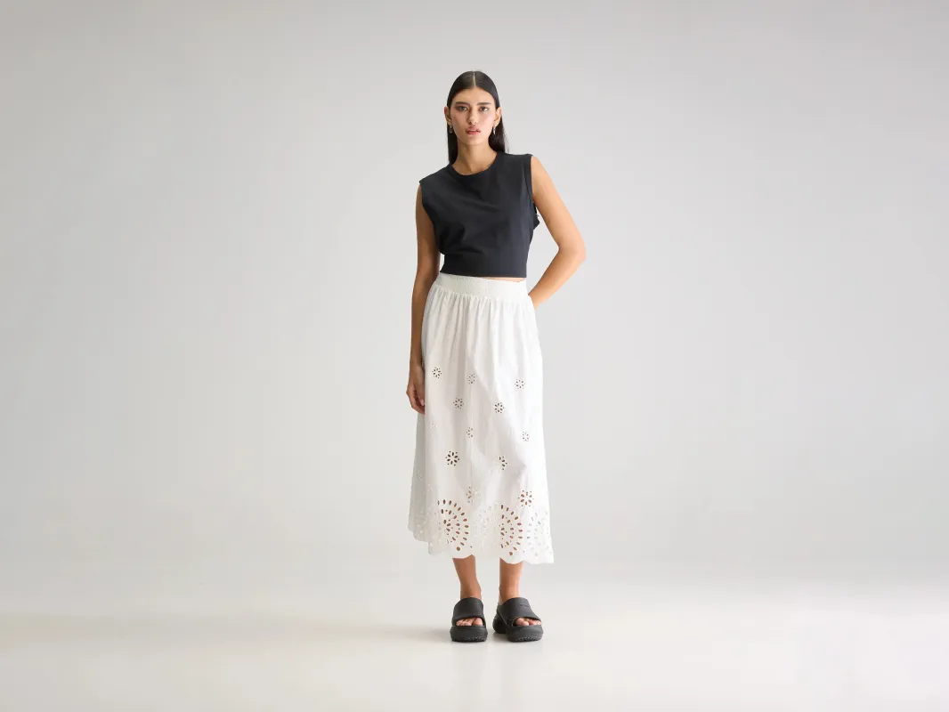 Dorine midi skirt (251 / W / WHITE) sold by Bellrose