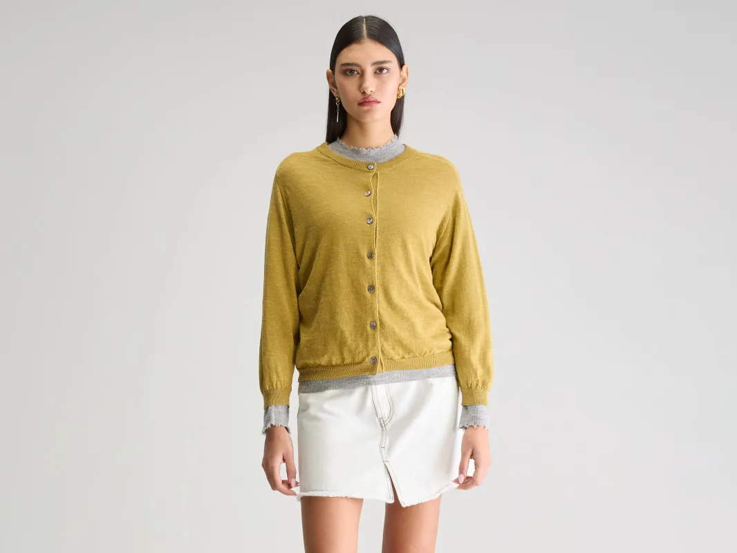 Neeta classic cardigan (251 / W / ANTIQUE GOLD) sold by Bellrose