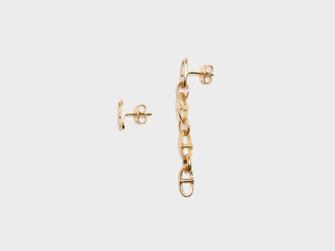 Buckle Asymmetrical Earrings (251 / W / GOLD) sold by Bellrose