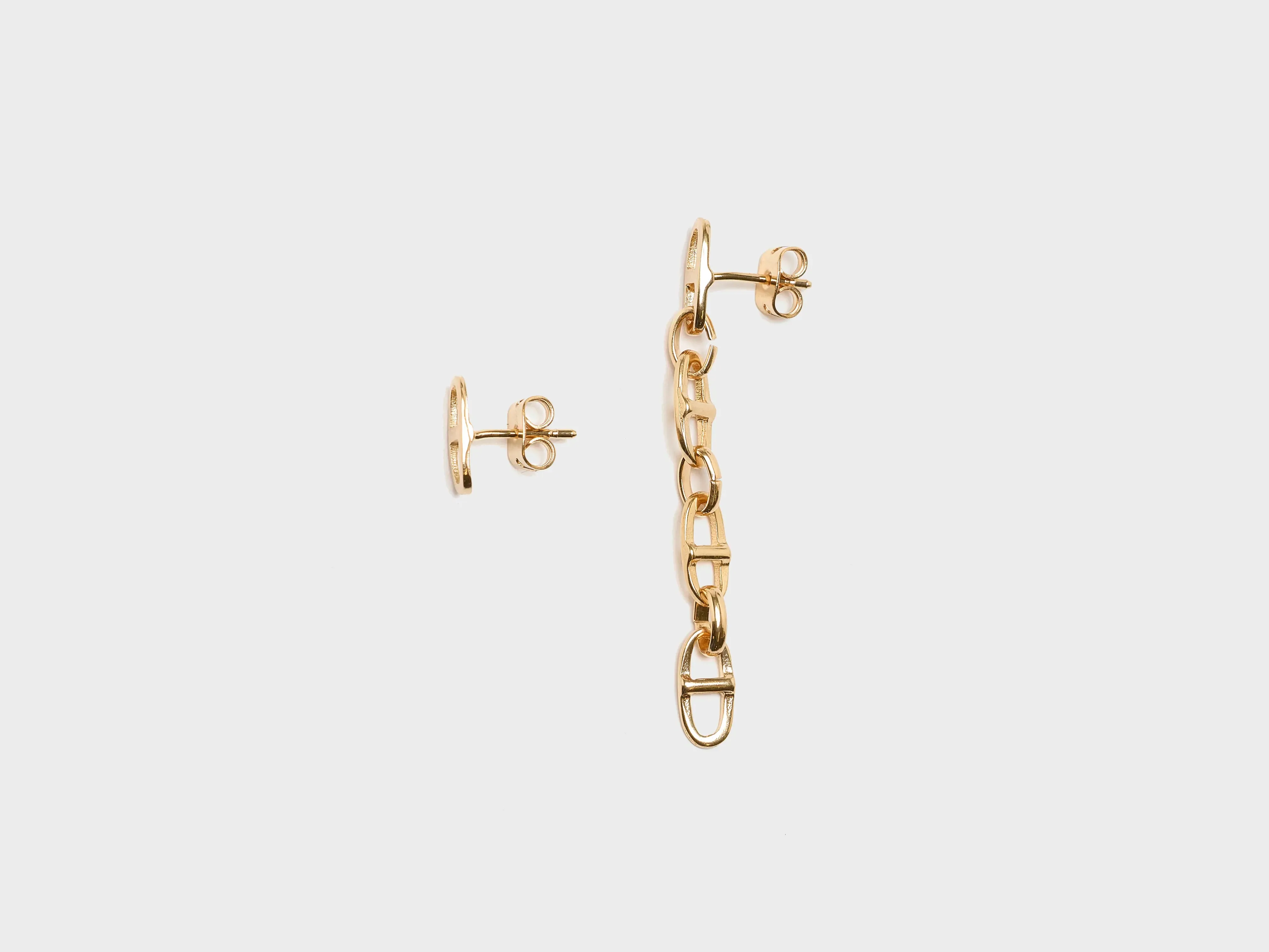 Buckle Asymmetrical Earrings (251 / W / GOLD) sold by Bellrose