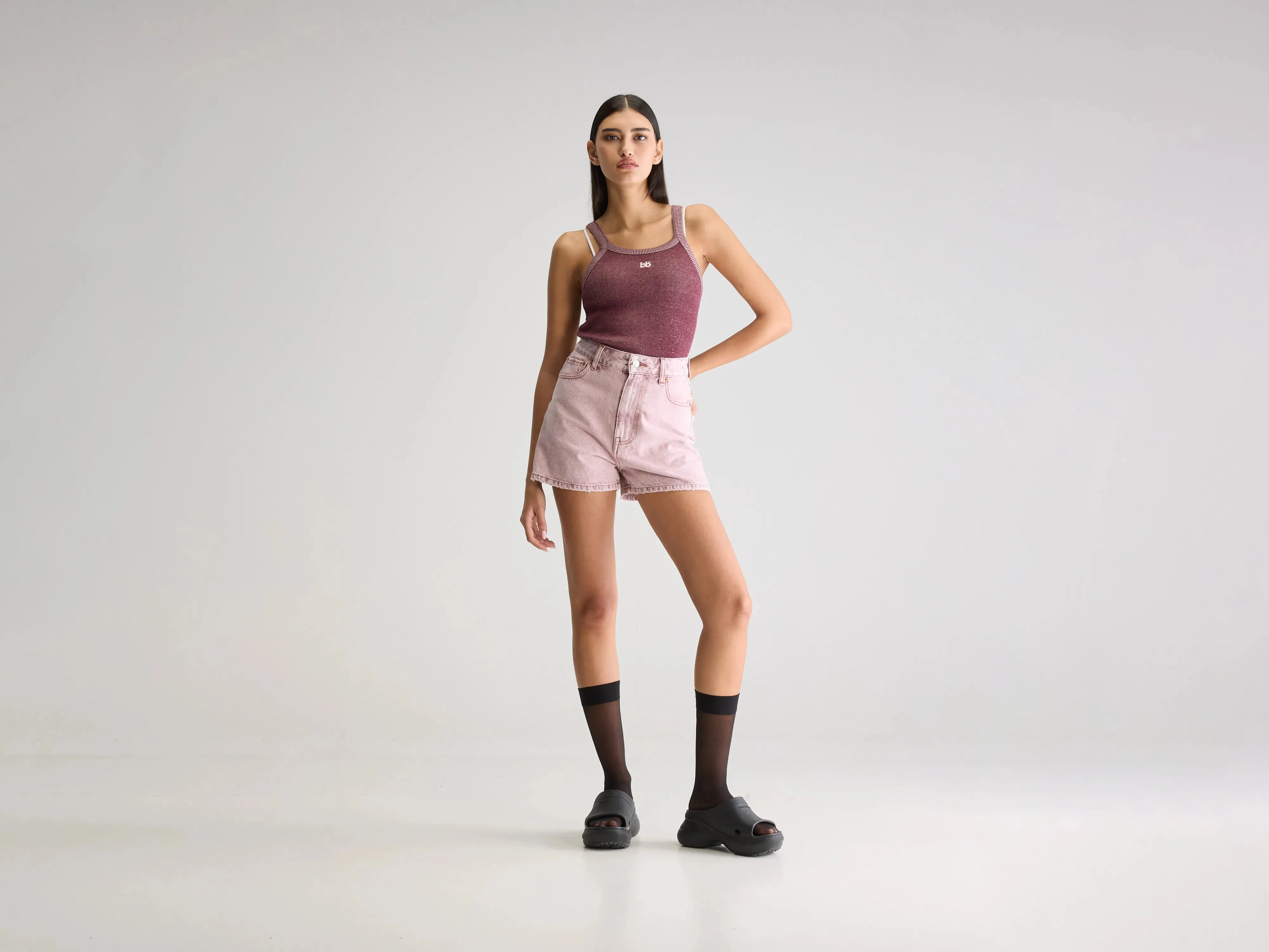 Party wide denim shorts (251 / W / PINK SNOW) sold by Bellrose