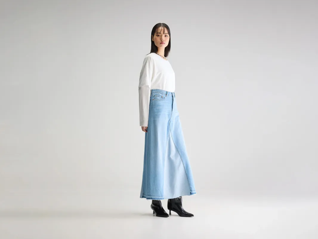 Pria long denim skirt (251 / W / VINTAGE LT BLUE) sold by Bellrose