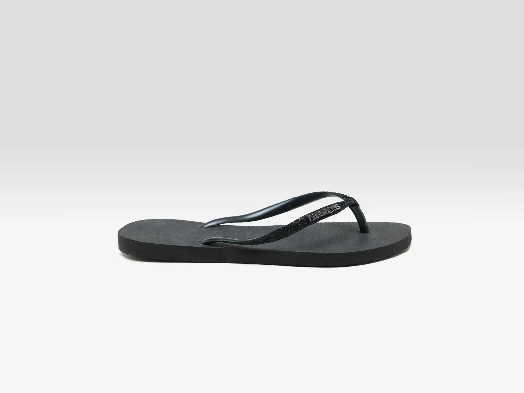 Slim Glitter II Flip Flops for Women  (251 / W / BLACK) sold by Bellrose