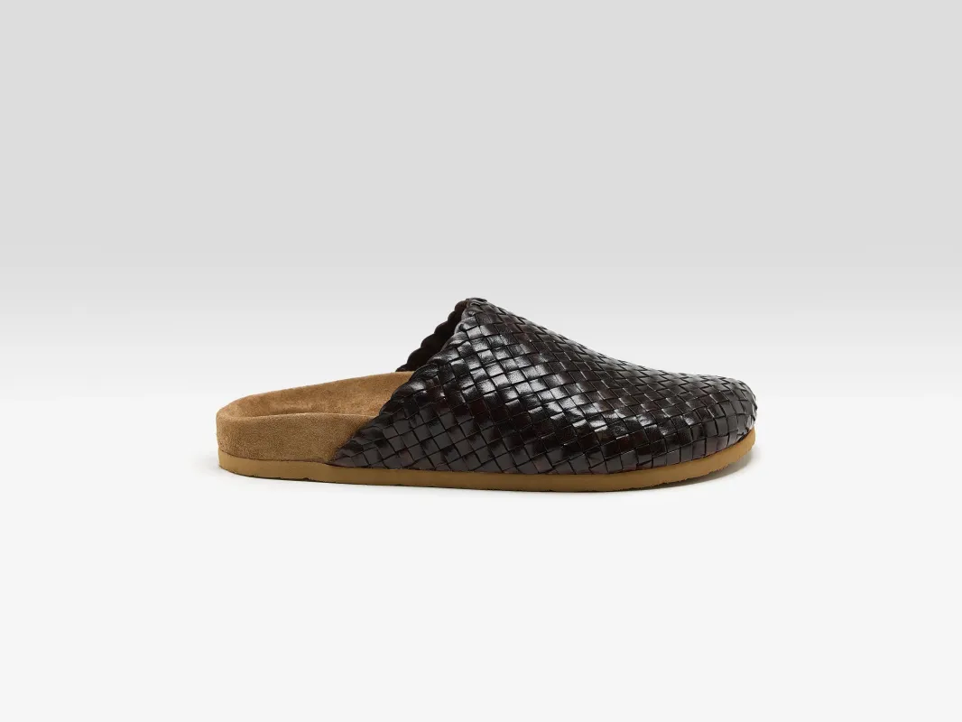 Woven Leather Mule Sandals  (251 / W / BROWN) sold by Bellrose