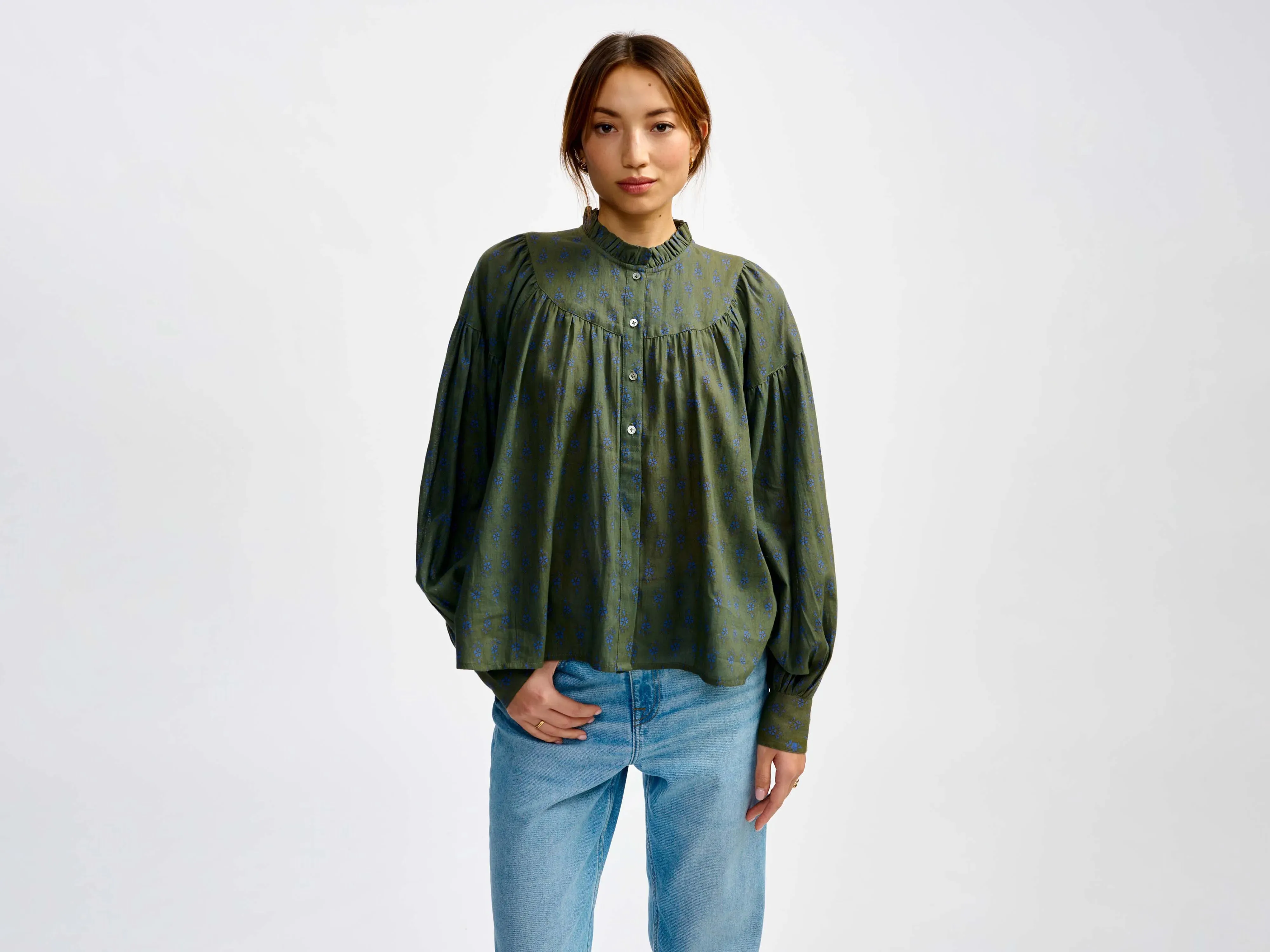 diana blouse (241 / W / OLIVE NIGHT) sold by Bellrose