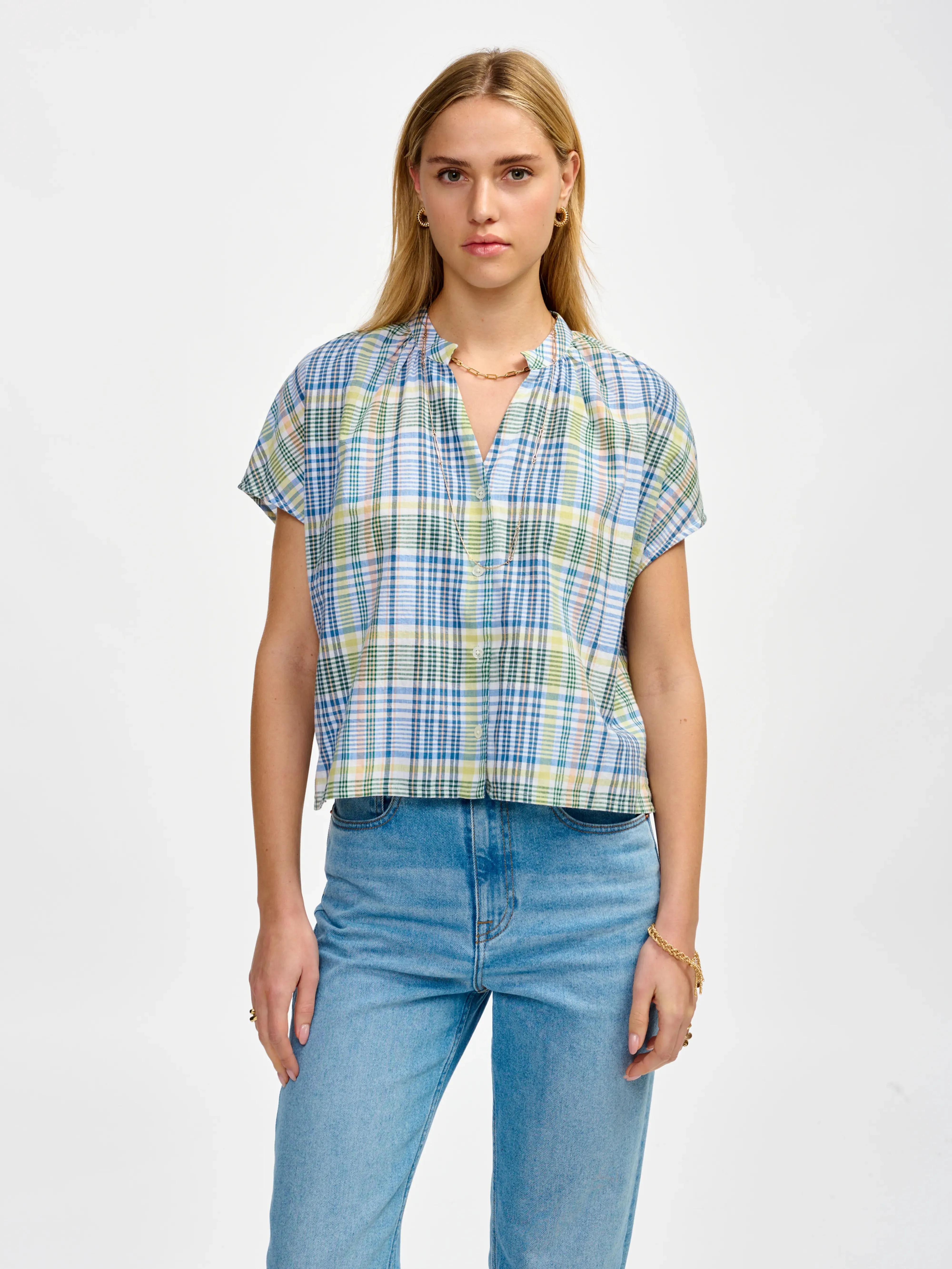 cleo blouse (241 / W / CHECK B) sold by Bellrose product image thumbnail 2