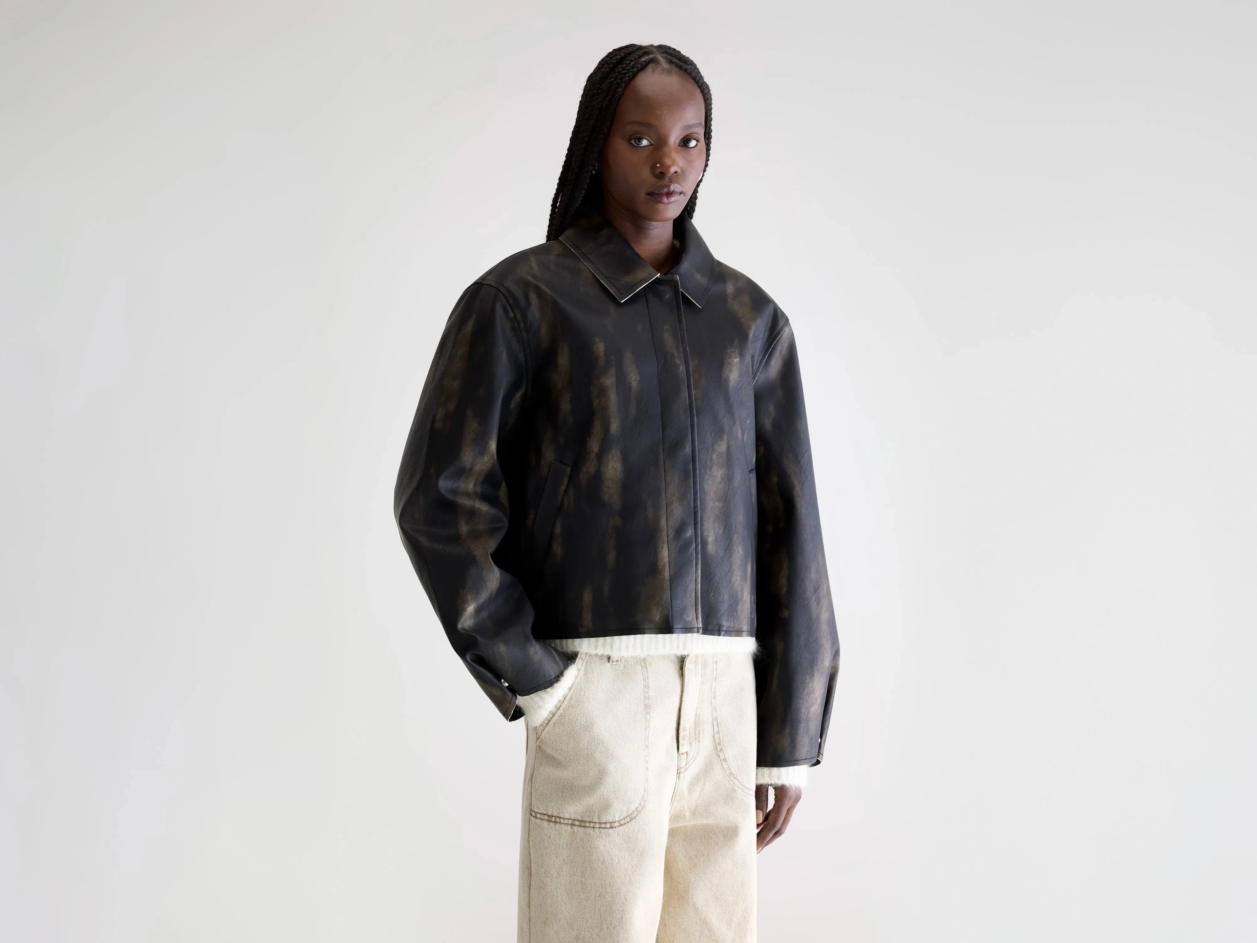 Harred faux-leather jacket (252 / W / BLACK SAND) sold by Bellrose