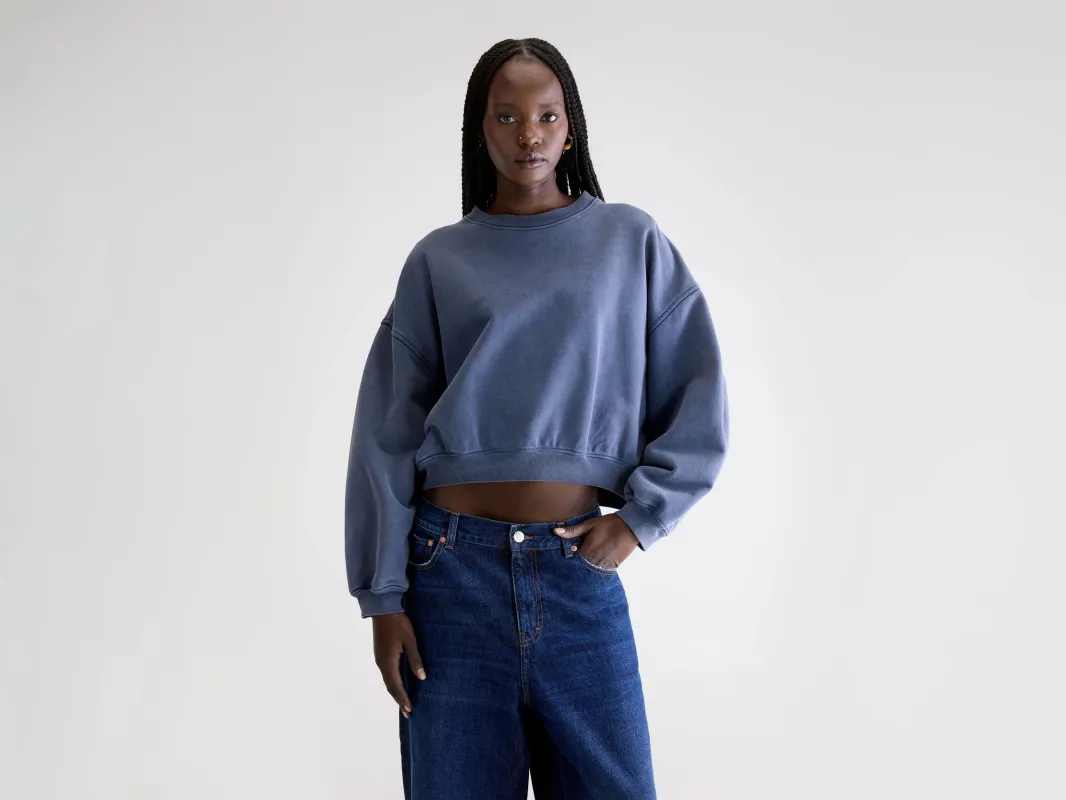 Fancy cropped crewneck sweatshirt (252 / W / BLUES) made by Bellerose