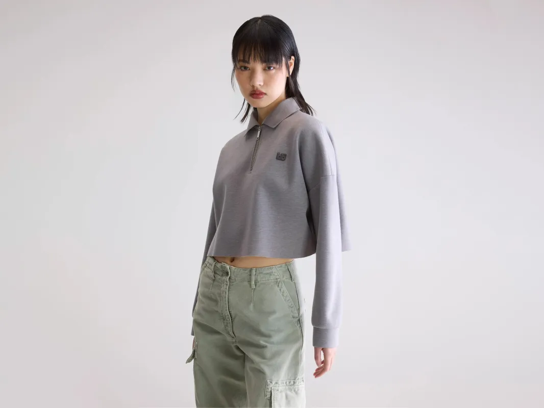 Julo cropped zip polo (252 / W / H. GREY) made by Bellerose
