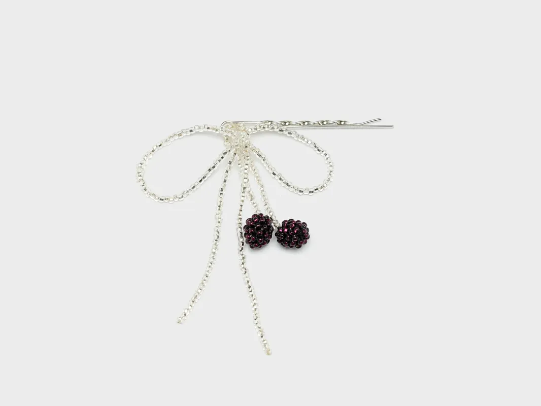 Dark Cherry Bow Hair Jewellery  (252 / W / SILVER) sold by Bellrose
