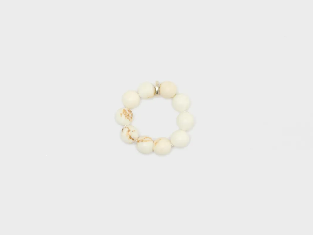 Ivory Magnesite Spheres Ring (252 / W / WHITE) sold by Bellrose