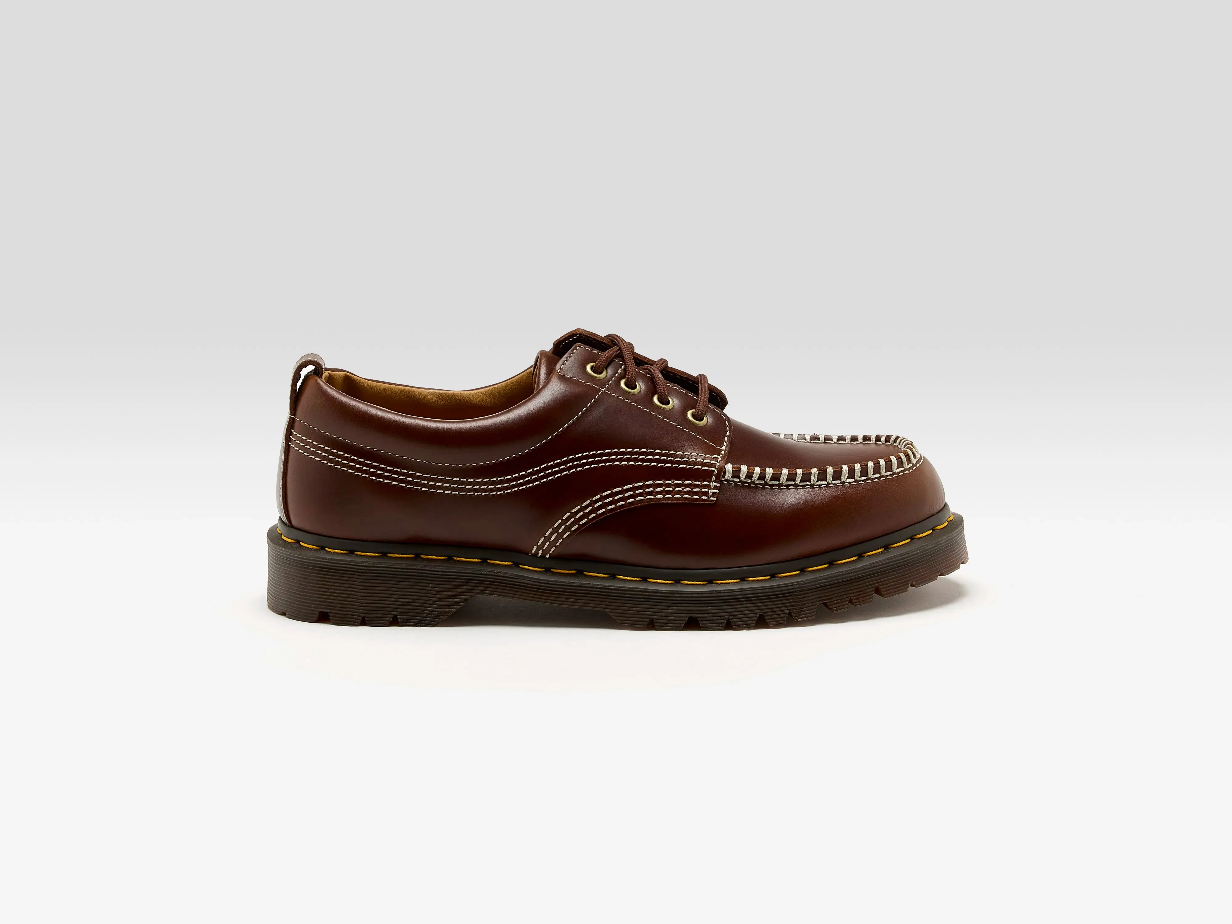 Lowell Leather Moc Toe Shoes For Men (242 / M / DARK BROWN) sold by Bellrose