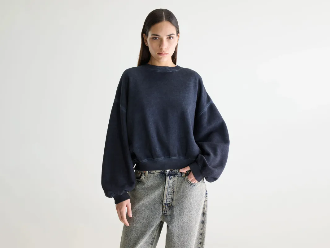 Fancy cropped crewneck sweatshirt (261 / W / NAVY) sold by Bellrose