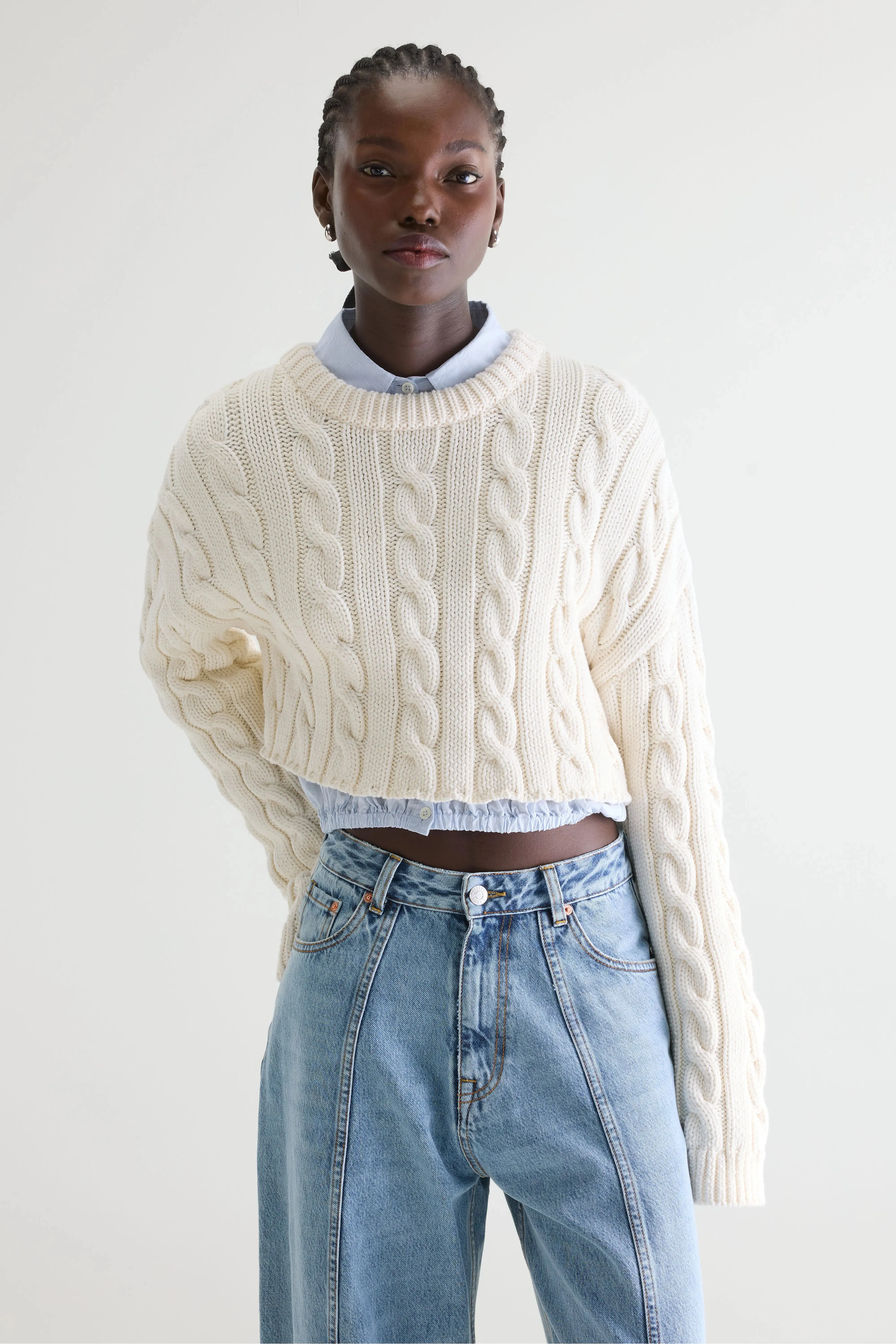 Ler cable-knit sweater (261 / W / OFF WHITE) sold by Bellrose product image thumbnail 2