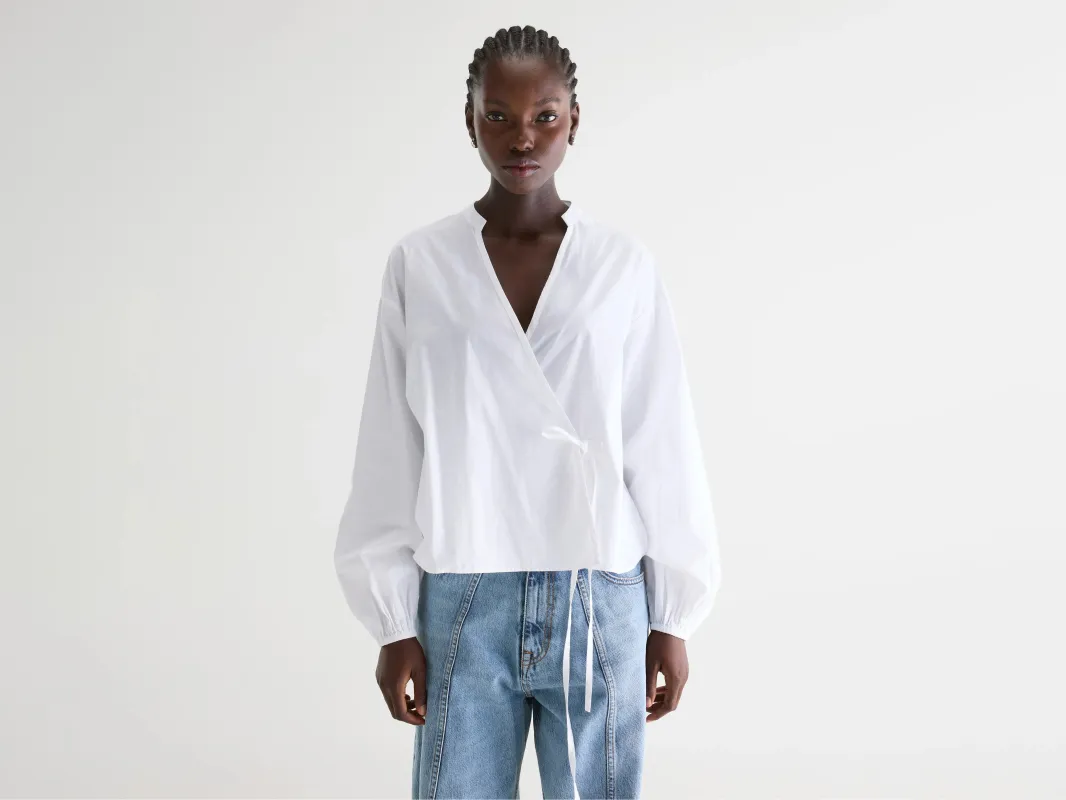 Collin wrap-front blouse (261 / W / WHITE) sold by Bellrose