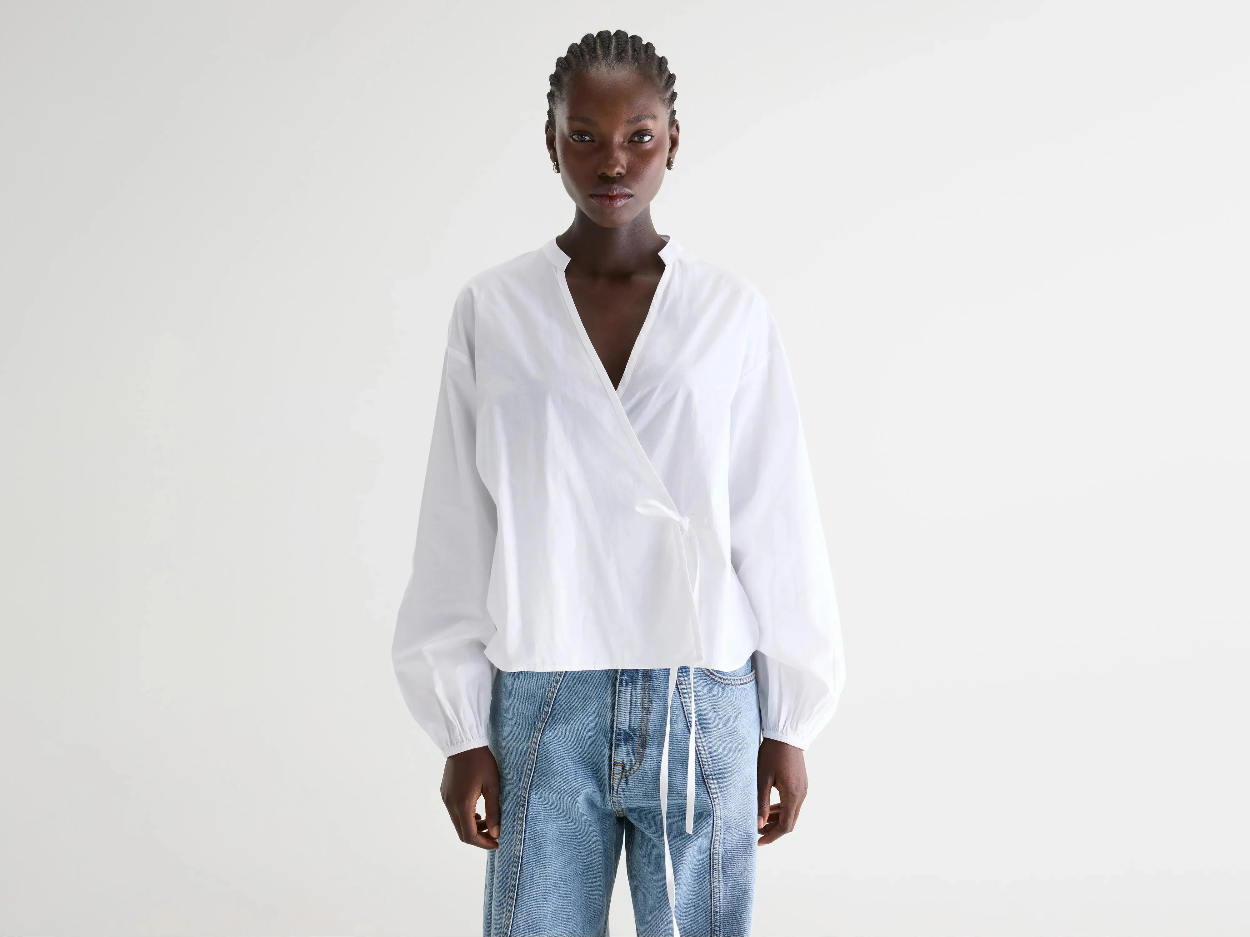 Collin wrap-front blouse (261 / W / WHITE) sold by Bellrose