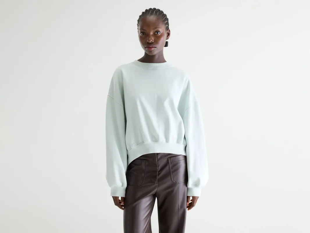Fancy cropped crewneck sweatshirt (261 / W / AGUA VERDE) made by Bellerose