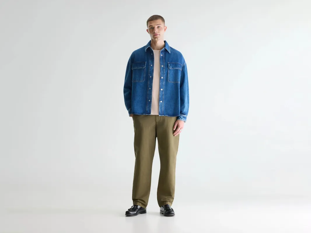 Poach denim overshirt (261 / M / MD BLUE MARBLE) made by Bellerose