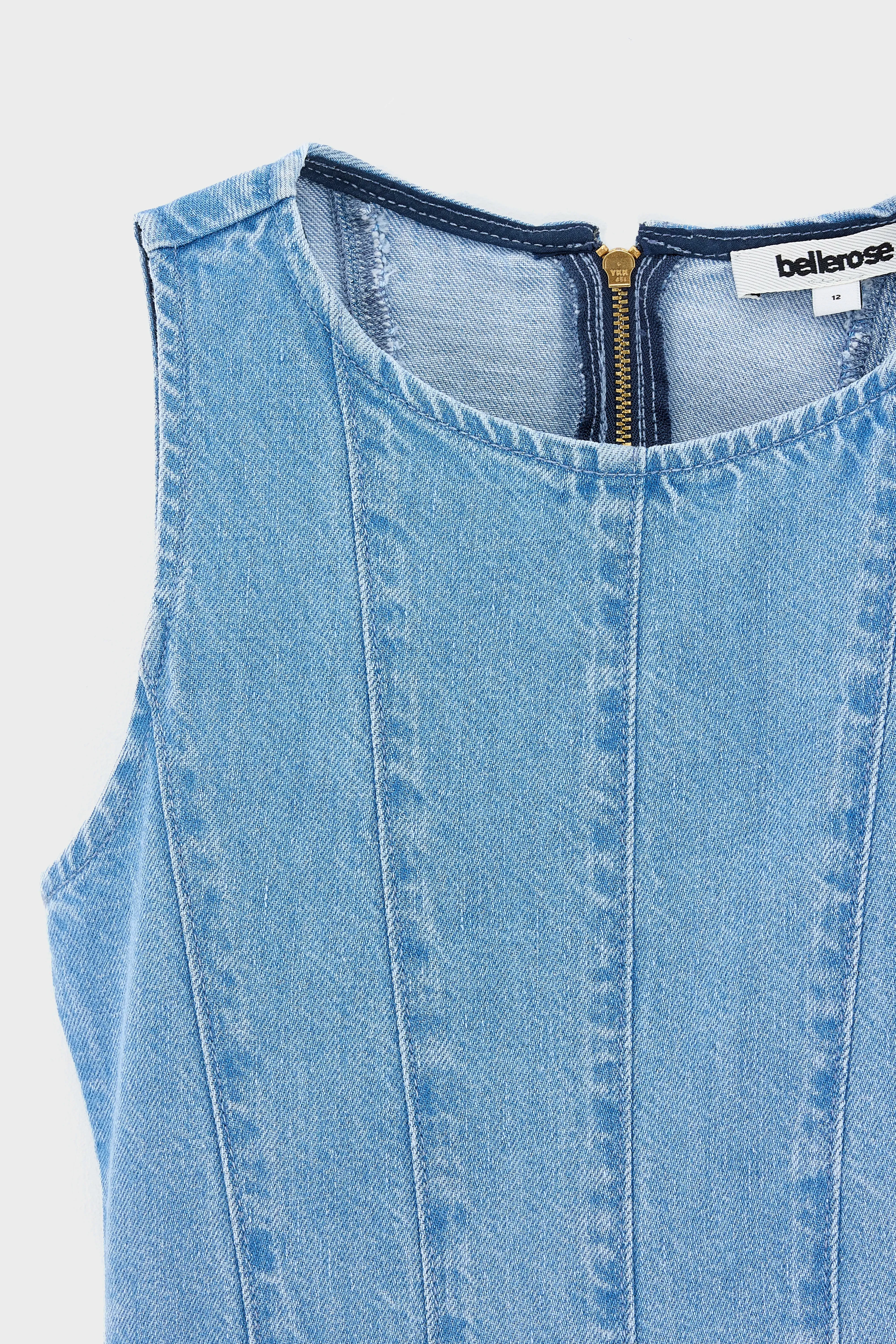 Prety mini denim dress (261 / G / MD BLUE BLEACH) sold by Bellrose product image thumbnail 4