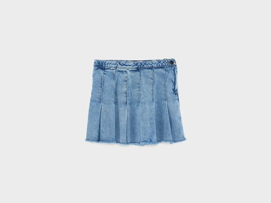 Paraph mini denim skirt (261 / G / LT BLUE BLEACH) made by Bellerose