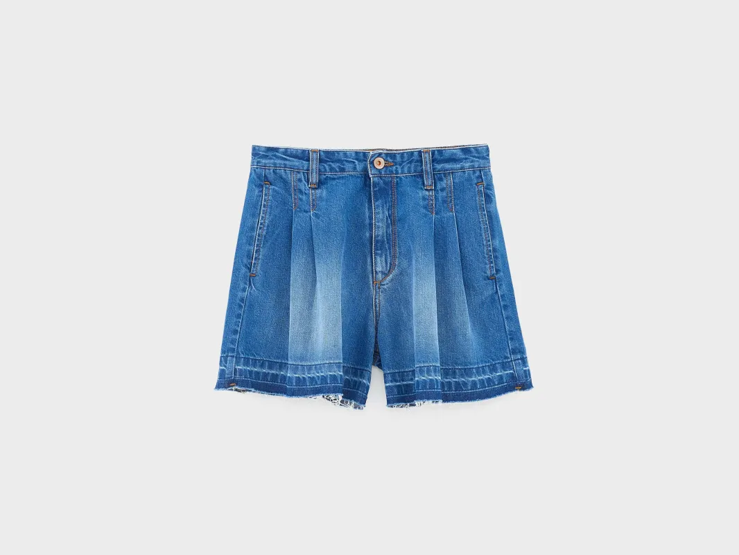 Pethula pleated denim shorts (261 / G / BLUE STONE) sold by Bellrose