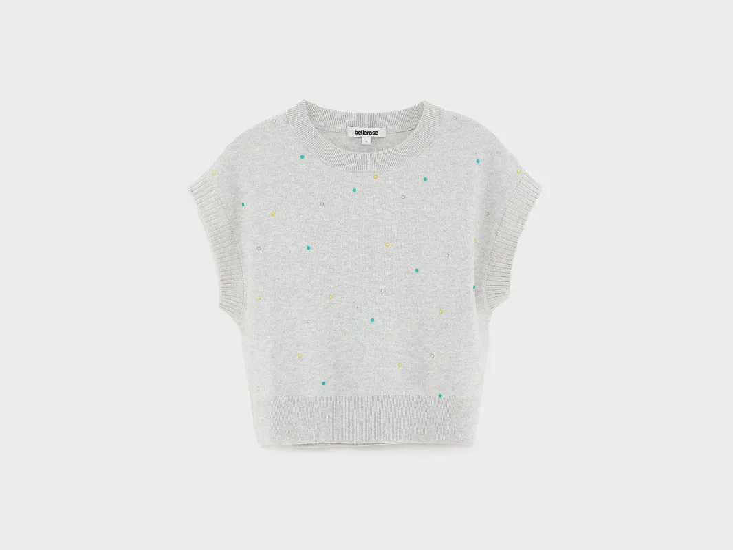 Anguy sleeveless sweater (261 / G / OYSTER) made by Bellerose