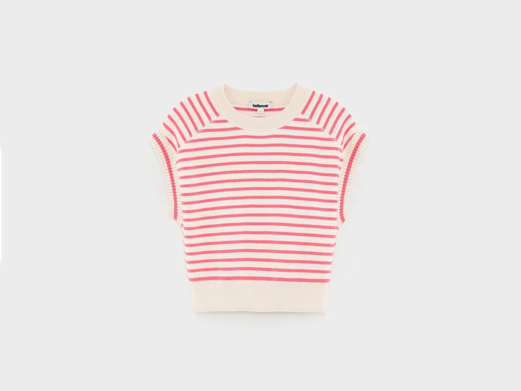 Angide sleeveless sweater (261 / G / STRIPE A) made by Bellerose