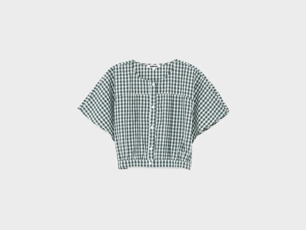 Howdy cropped blouse (261 / G / CHECK A) sold by Bellrose
