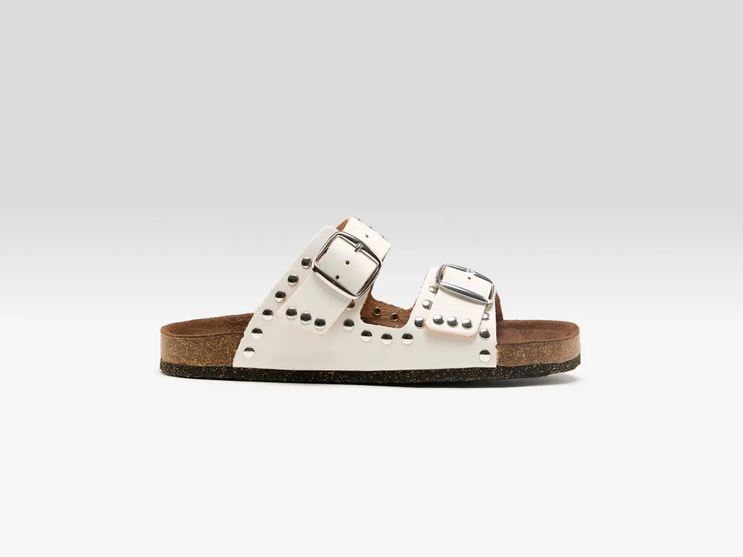 White Leather Rivet Sandals  (261 / W / WHITE) sold by Bellrose